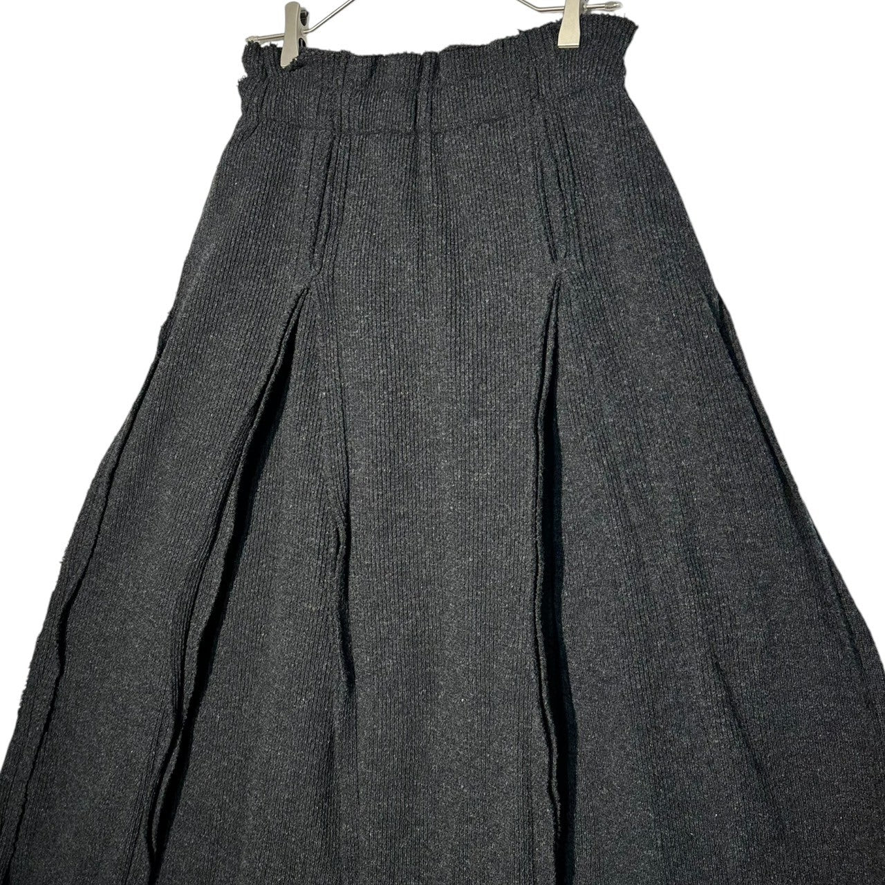 COMME des GARCONS(コムデギャルソン) 02AW Vintage Pants style design wool nylon open cut long flared skirt パンツ風 デザイン ウール ナイロン 切りっ放し ロング フレア スカート GG-S049 M グレー AD2002