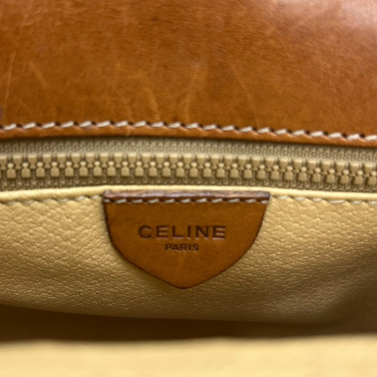 CELINE(セリーヌ) Vintage macadam pattern leather shoulder bag ヴィンテージ マカダム柄 レザー ショルダーバッグ M07 ベージュ×ブラウン OLD