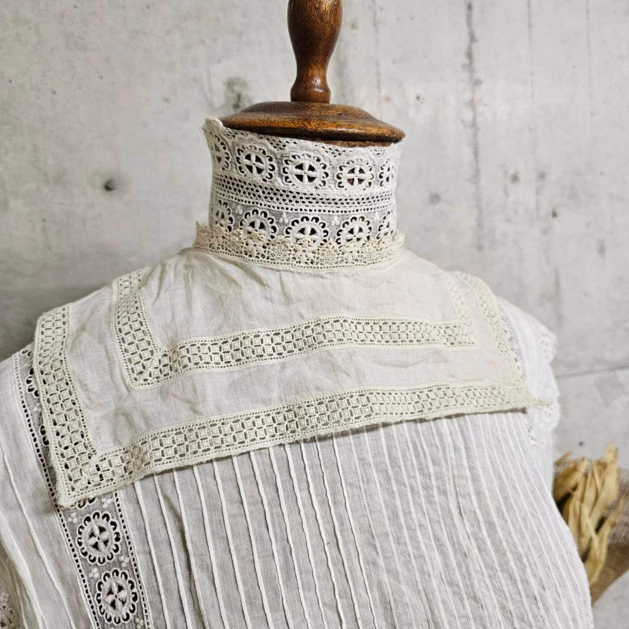 Euro antique(ヨーロッパアンティーク) France cotton lace collar フランス コットンとレースのやさしい襟 ホワイト