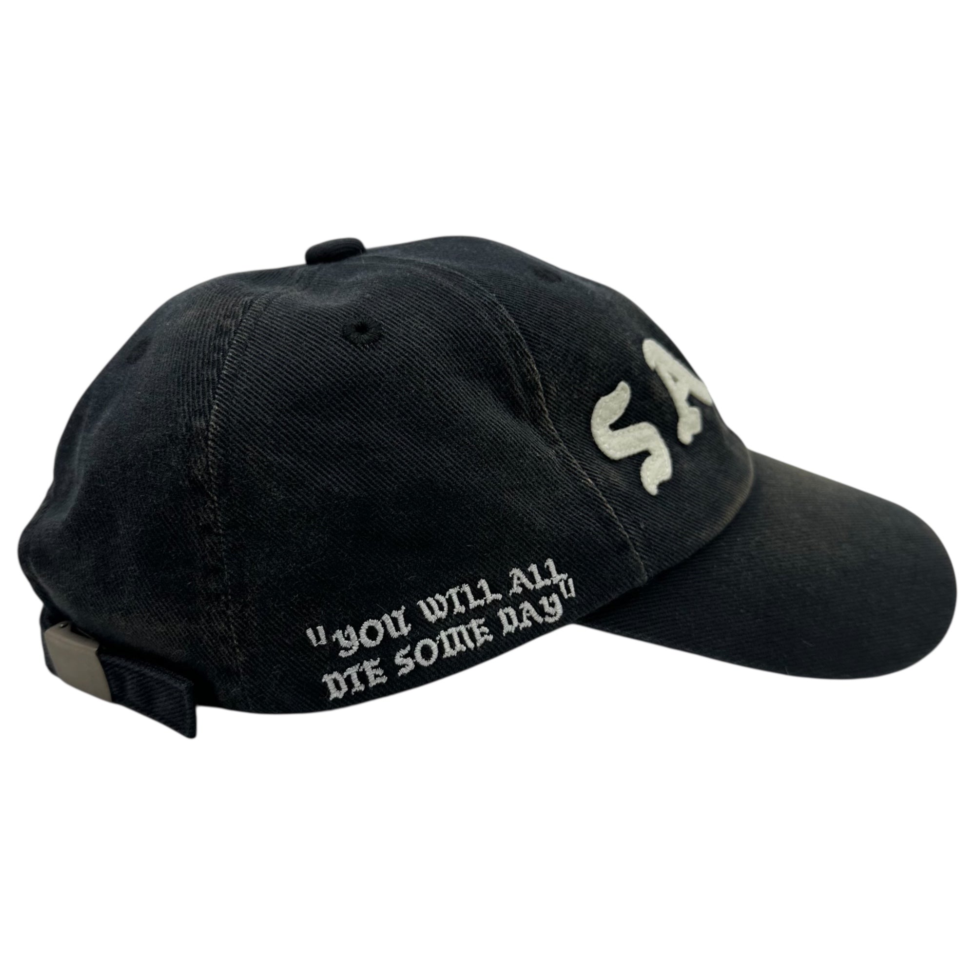 SAINT MICHAEL(セントマイケル) 25SS 6PANEL CAP / SAINT / BLACK ヴィンテージ 加工 ロゴ キャップ SM-HR-0000-179 OS ブラック 帽子