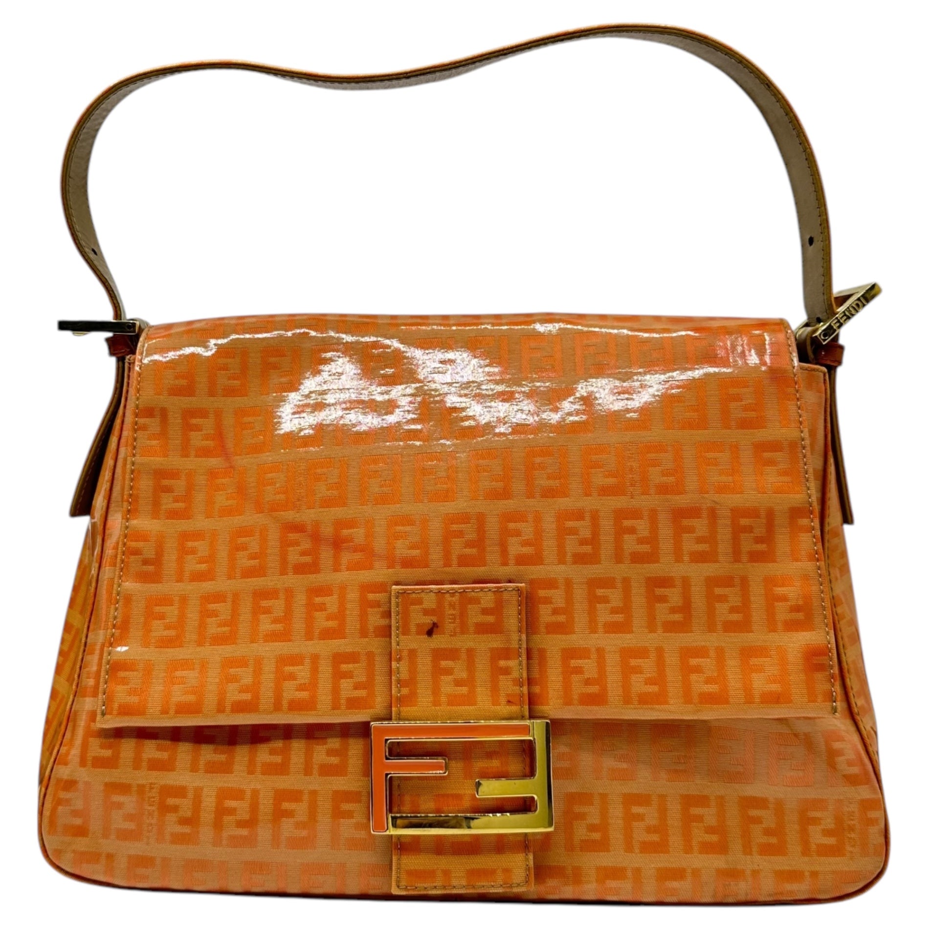 FENDI(フェンディ) Zucchino Enamel Mamma Bucket ズッキーノ エナメル マンマバケット オレンジ ハンド バッグ 肩掛け ワンショルダー ズッカ ヴィンテージ OLD