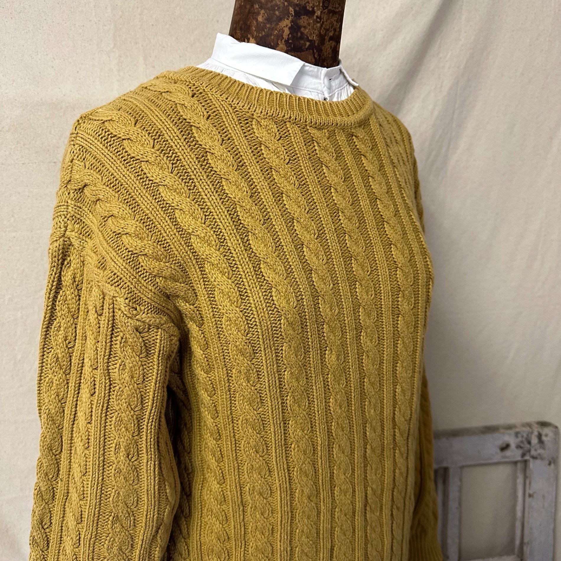 VINTAGE(ヴィンテージ) 90's cable knit pullover ケーブルニット プルオーバー FREE マスタード