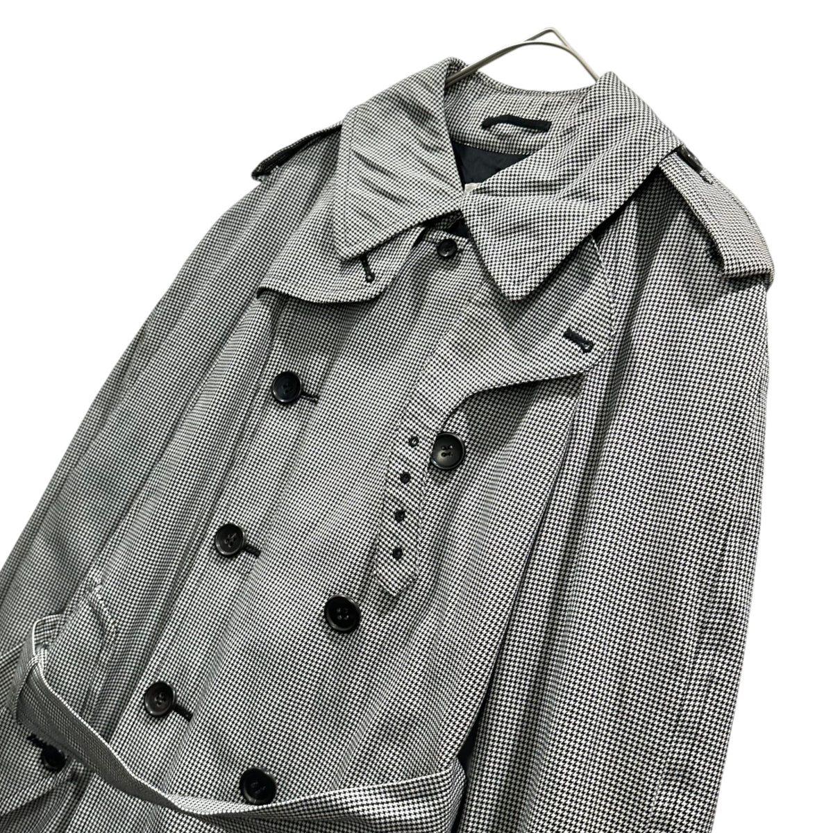 robe de chambre COMME des GARCONS(ローブドシャンブルコムデギャルソン) 1990's Houndstooth trench coat 千鳥柄 トレンチ コート RC-040050 表記無(M程度) ホワイト×ブラック 90年代 AD1996