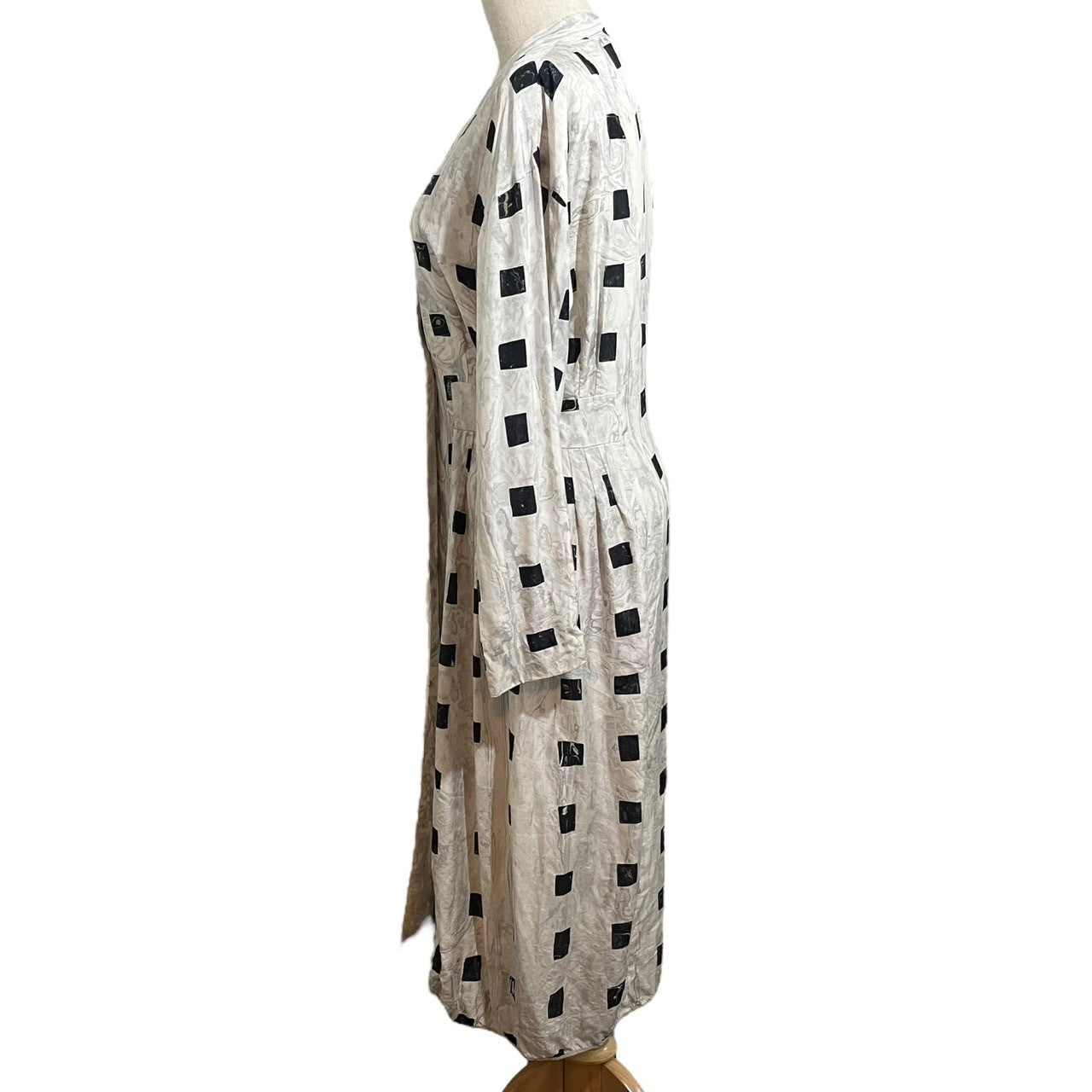 Haat(ハート) All-silk cachecoeur dress シルク 総柄 カシュクール ワンピース HA51FO544 2(M程度) ホワイト イッセイミヤケ