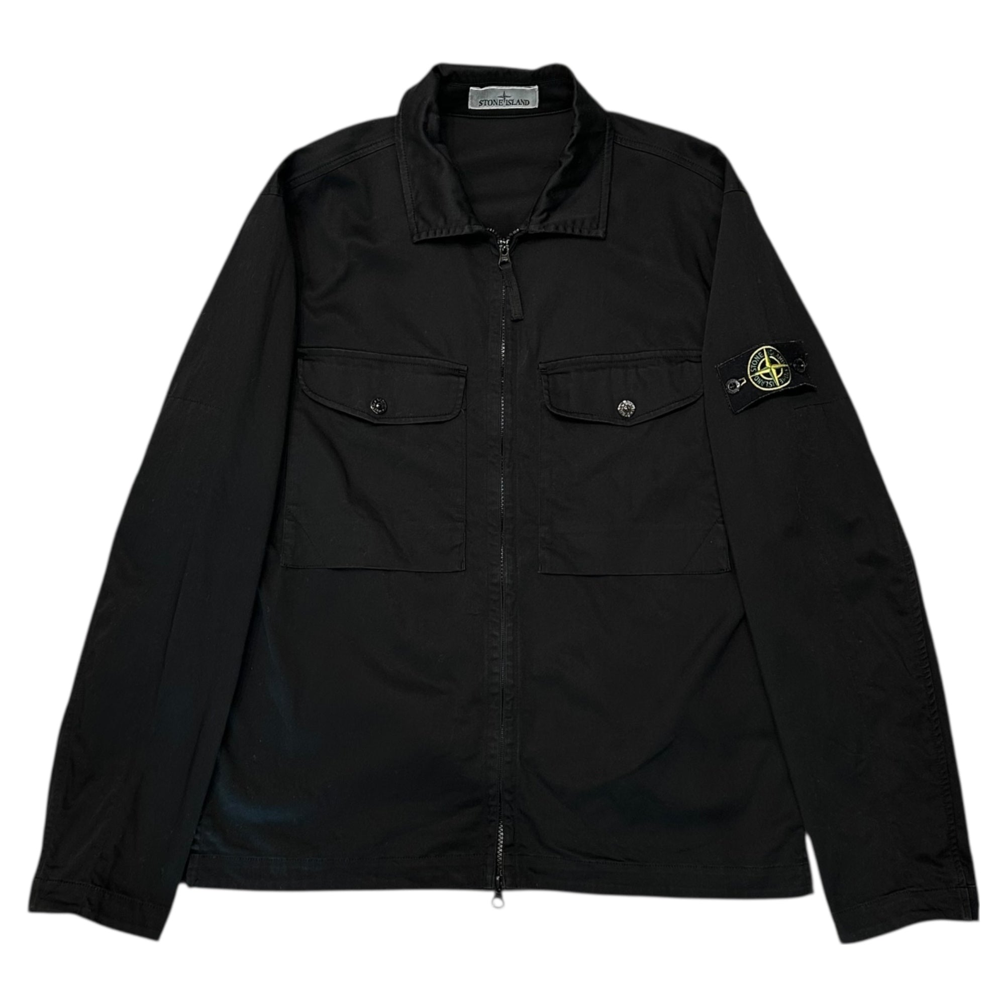 STONE ISLAND(ストーンアイランド) 24SS Stretch Cotton Double Pocket Shirt Jacket ストレッチ コットン ダブルポケット シャツ ジャケット 801510812 M ブラック