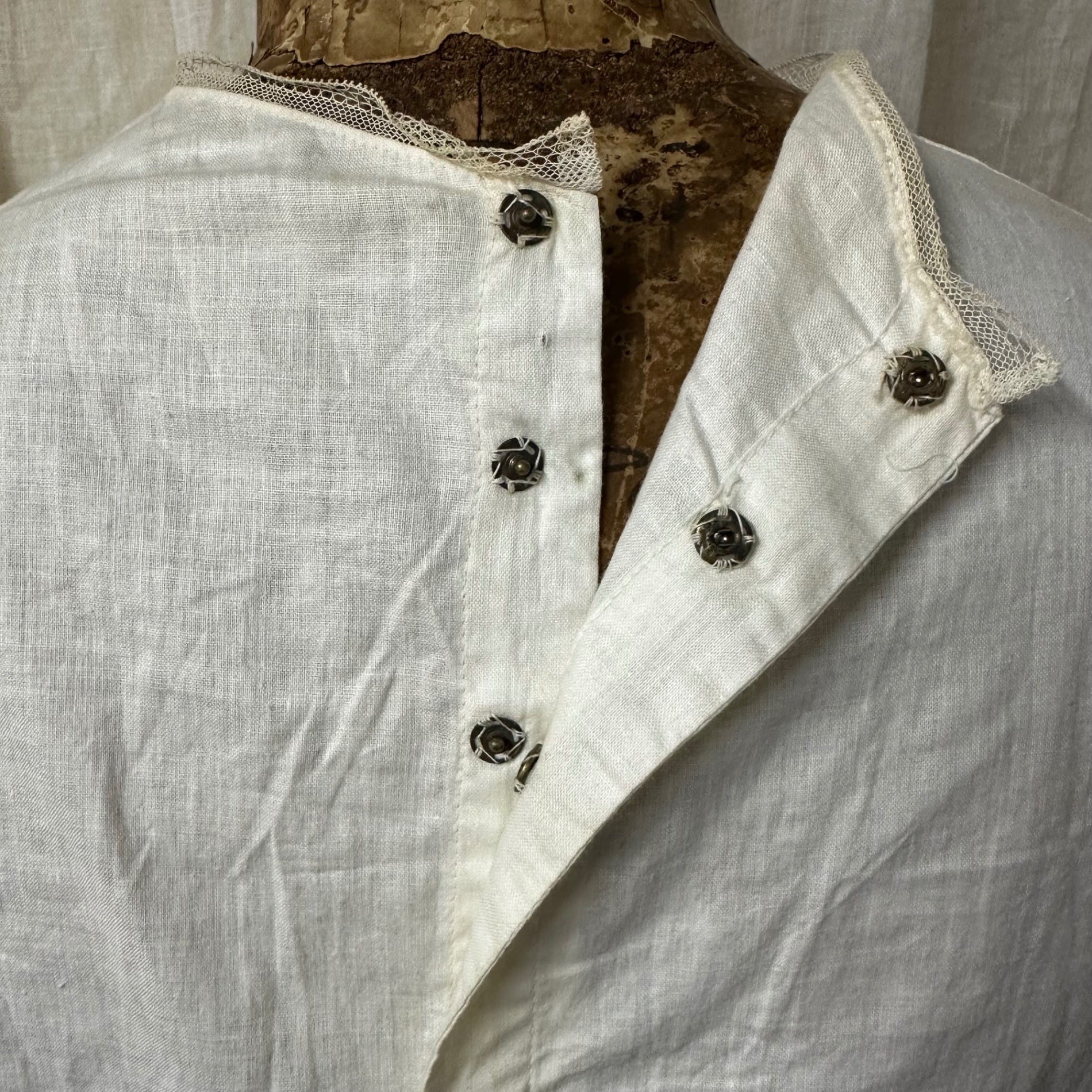 Euro Vintage(ヨーロッパヴィンテージ) Innocence_50's~ cotton lace long plain dress/コットンレースロング無地ワンピース 表記なし(Mサイズ程度) ベージュ