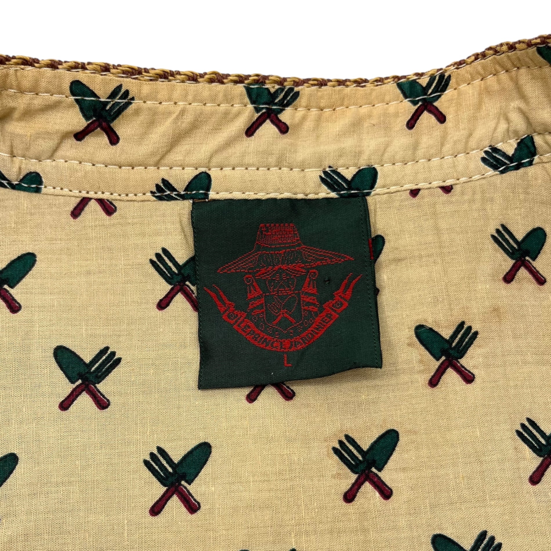 Le Prince Jardinier(ル・プランス・ジャルディニエ) 80~90's herringbone wood button vest ヘリンボーン ウッドボタン ベスト L ベージュ×ブラウン 推定80年代 ~ 90年代 フランス パリ ブランド ヴィンテージ