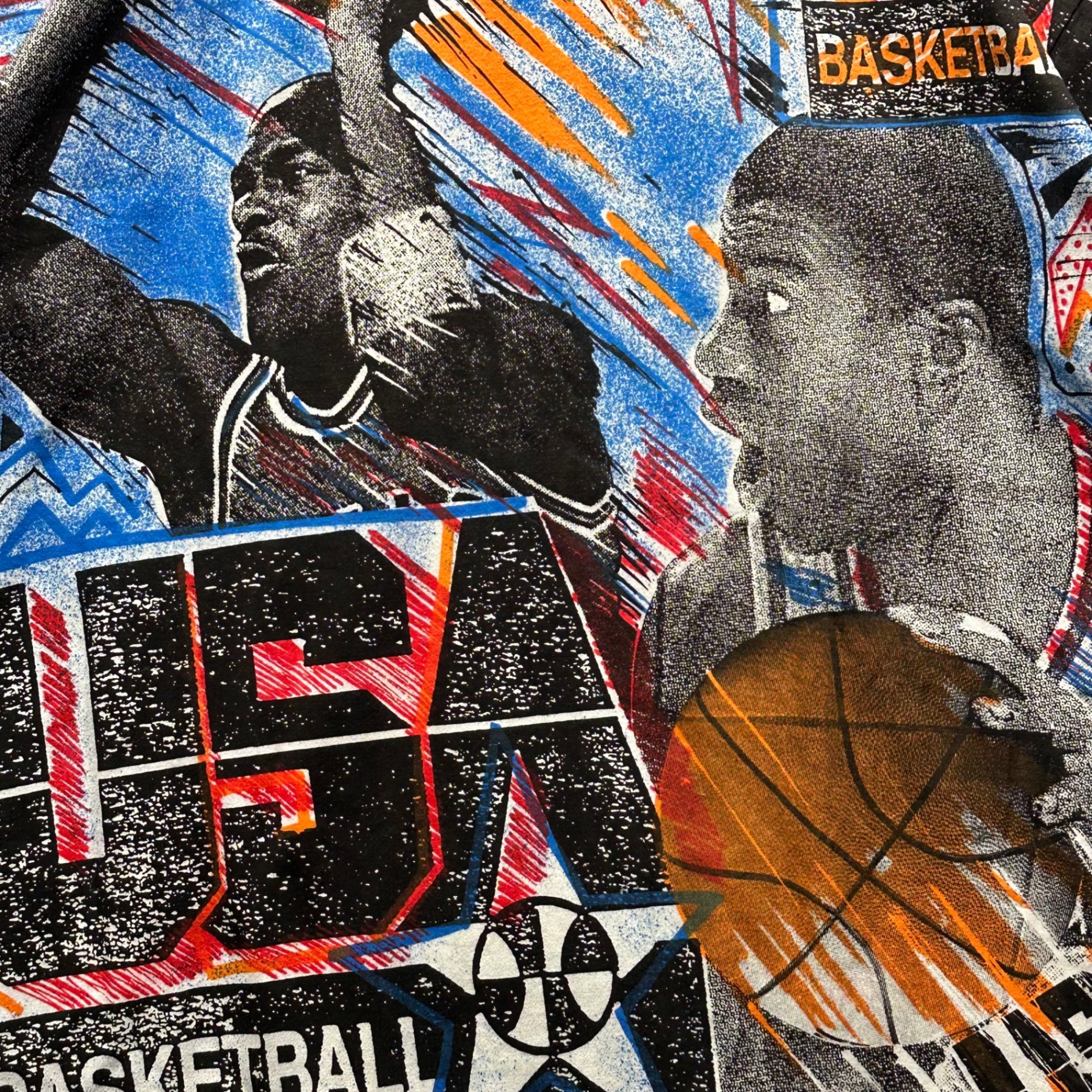 VINTAGE(ヴィンテージ) 1992 Barcelona Olympics Magic Johnson Michael Jordan Dream Team T-shirt バルセロナ オリンピック マジックジョンソン マイケルジョーダン ドリームチーム Tシャツ L ブルー 90年代 現役NBA選手代表入りドリームチーム