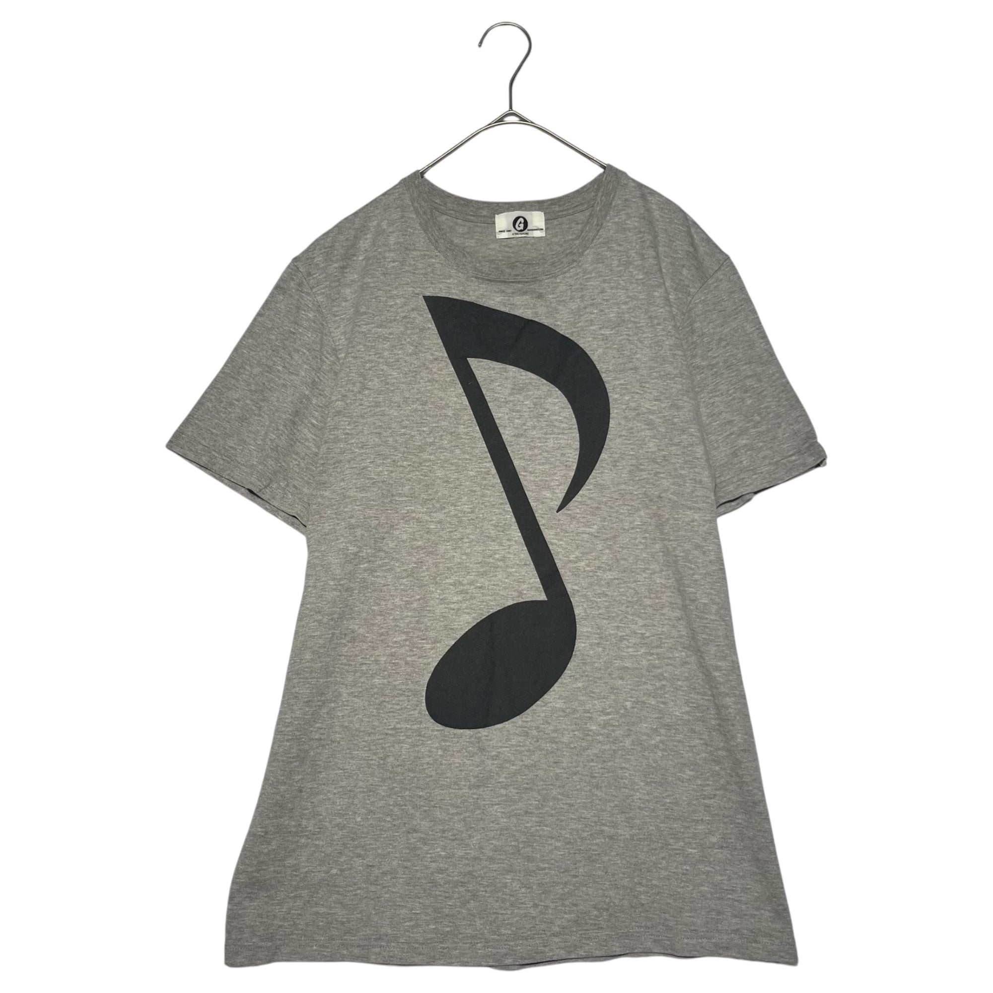 GOODENOUGH(グッドイナフ) musical note print t-shirt 音符 プリント Tシャツ グレー×ブラック 品質表示タグ切り取り