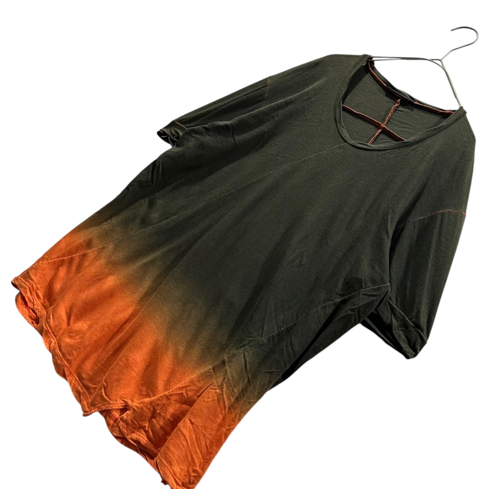 The Viridi-anne(ザヴィリディアン) Dye-sublimated Gradient Stitch T-shirt 製品染め グラデーション ステッチ Tシャツ SP-2346-01 2 カーキ×オレンジ