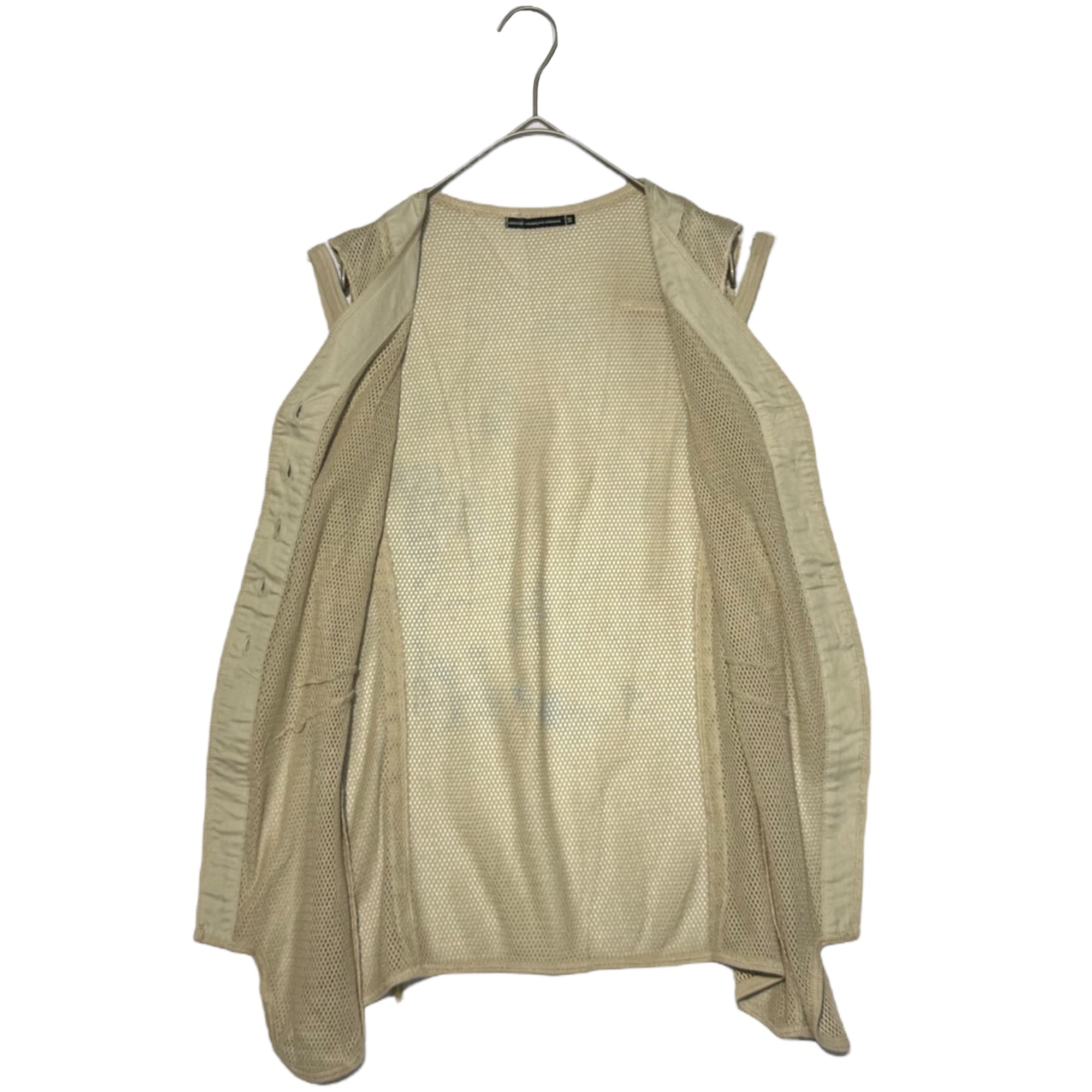 MARITHE FRANCOIS GIRBAUD(マリテフランソワジルボー) 00's Back graphic print mesh gilet バック グラフィック プリント メッシュ ジレ F5-6468 M ベージュ ベスト Y2K