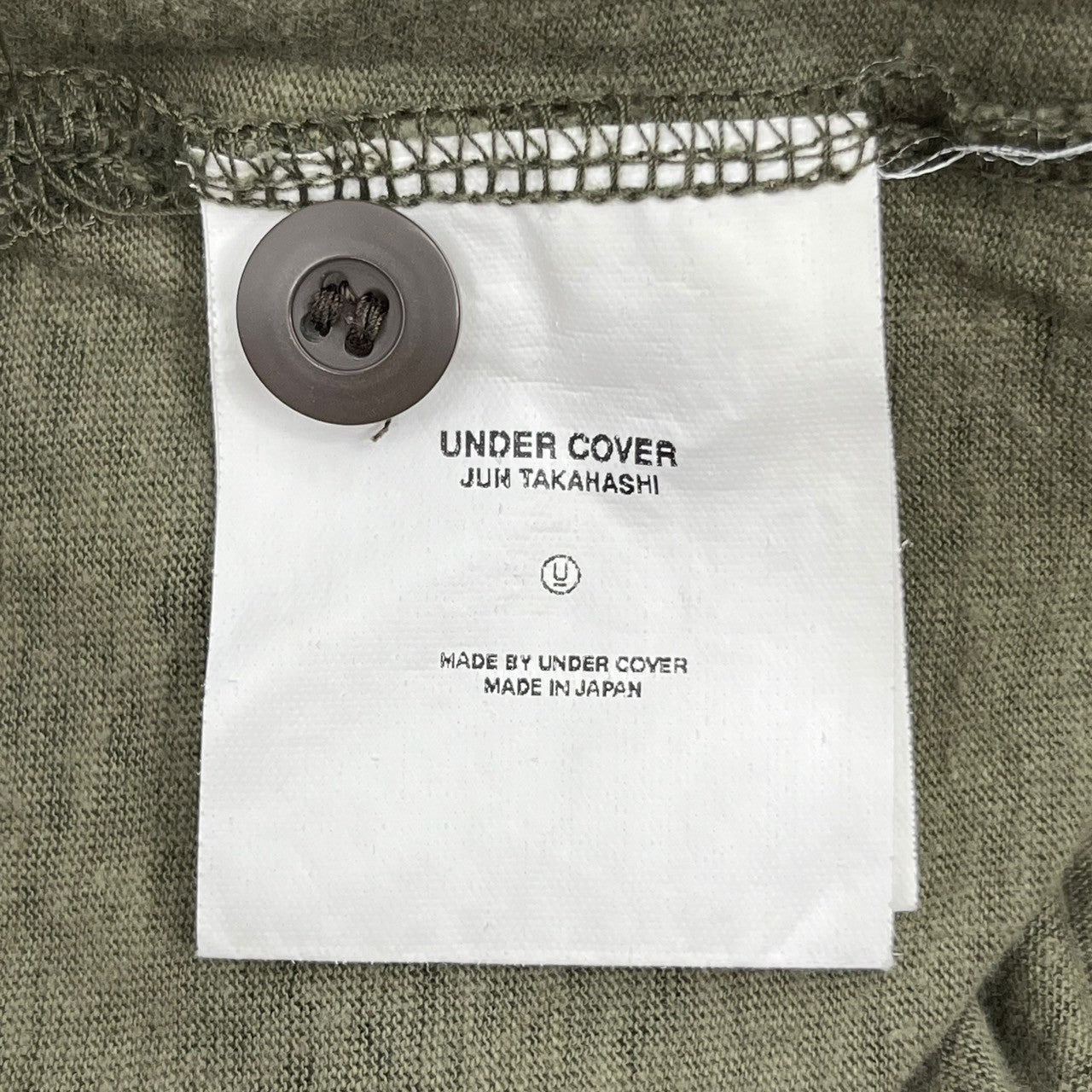 UNDERCOVERISM(アンダーカバイズム) 03SS SCAB期 Hand stitched long sleeve henley neck cut and sew ハンドステッチ 長袖 ヘンリーネック カットソー スキャブ 稀少 M カーキ×ブラック