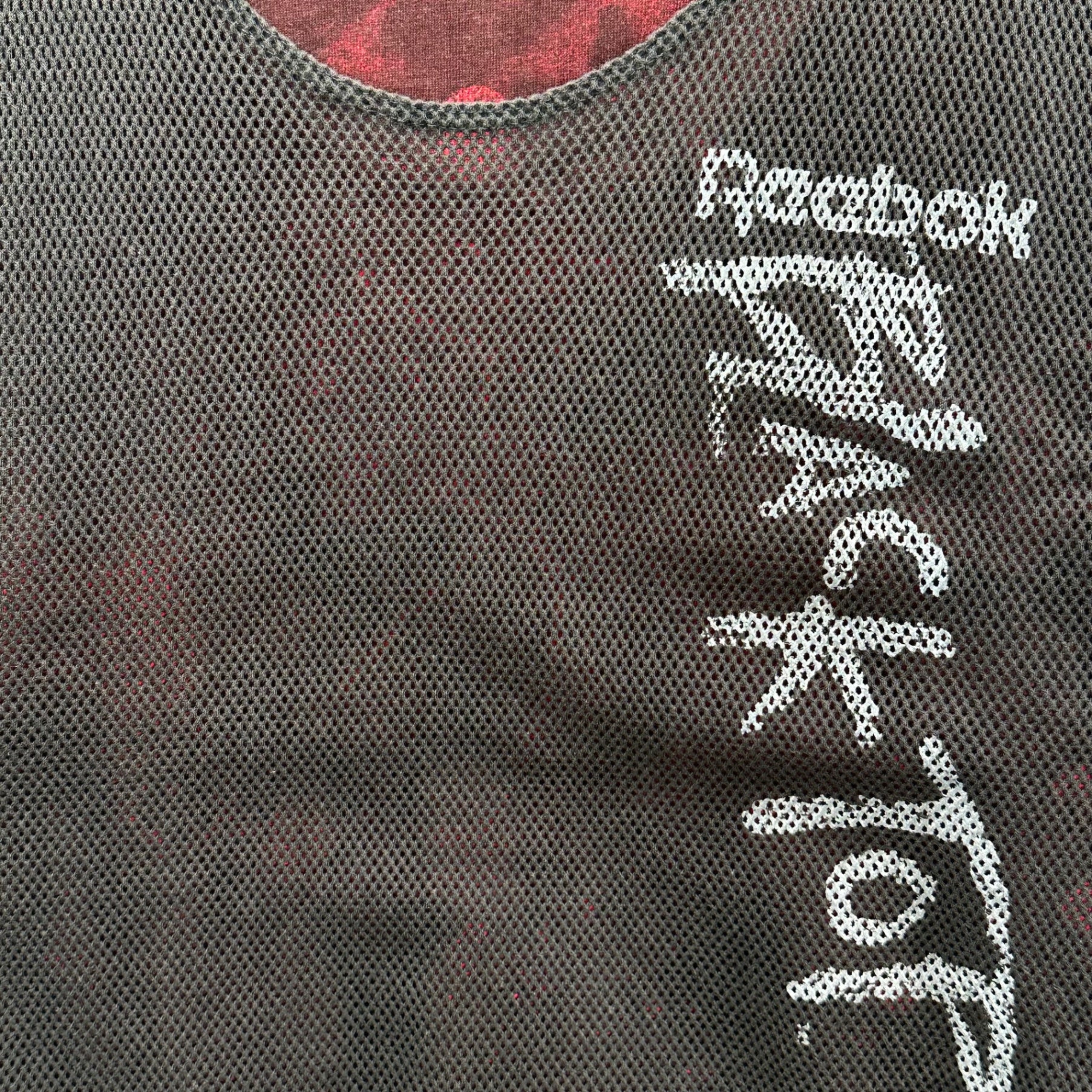 Reebok(リーボック) 90’s BLACKTOP Graphic Mesh Layered Tee グラフィック メッシュ レイヤード Tシャツ XL レッド×グレー 90年代
