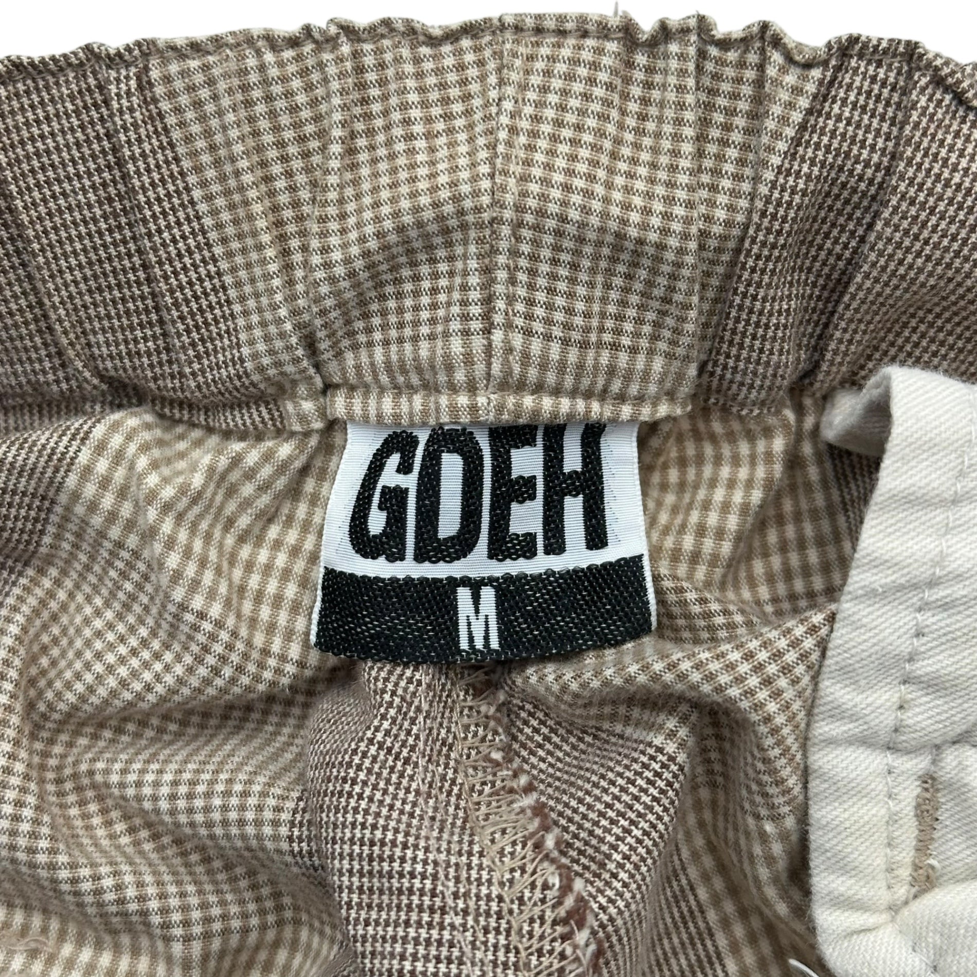 GOODENOUGH(グッドイナフ) 90's Back GE Print Check Easy Shorts 90年代 バック プリント チェック イージー ショーツ ハーフパンツ M ブラウン 90年代オリジナル 藤原ヒロシ