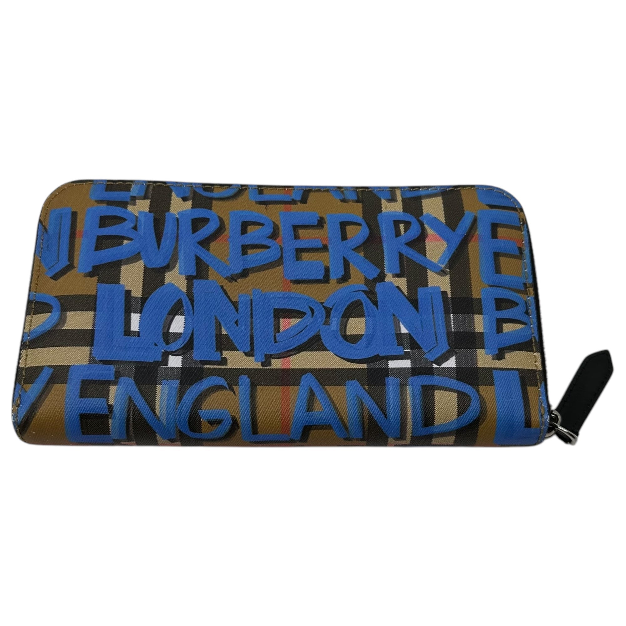 BURBERRY(バーバリー) 18AW Graffiti Nova Check Round Zip Wallet グラフィティ ノヴァ チェック ラウンド ジップ ウォレット TIVTIT1265 ブラウン×ブルー 長財布