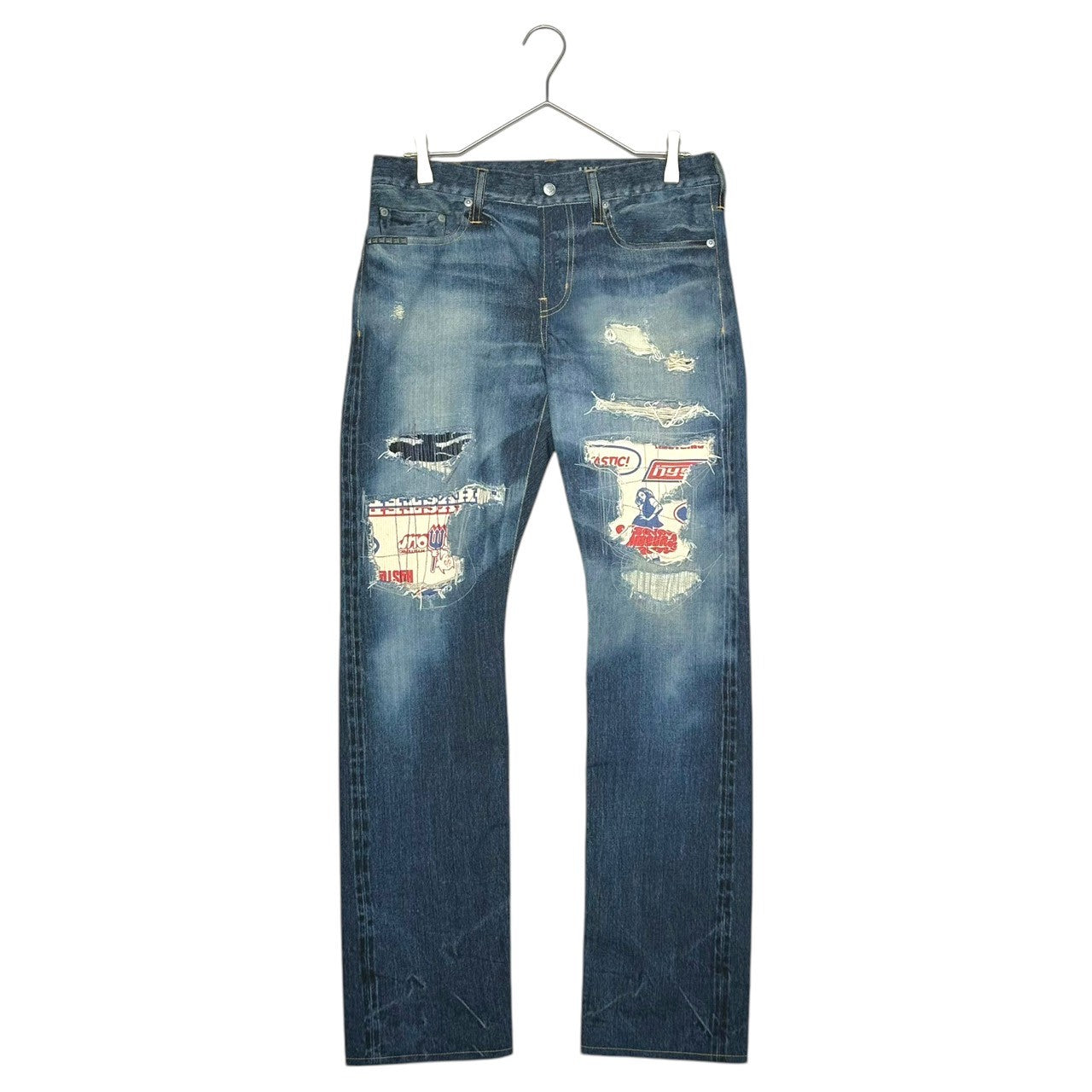 HYSTERIC GLAMOUR(ヒステリックグラマー) ARTMAKE FAKE JEANS アートメイク フェイク ジーンズ 02222AP02 M インディゴ ストレッチ パンツ