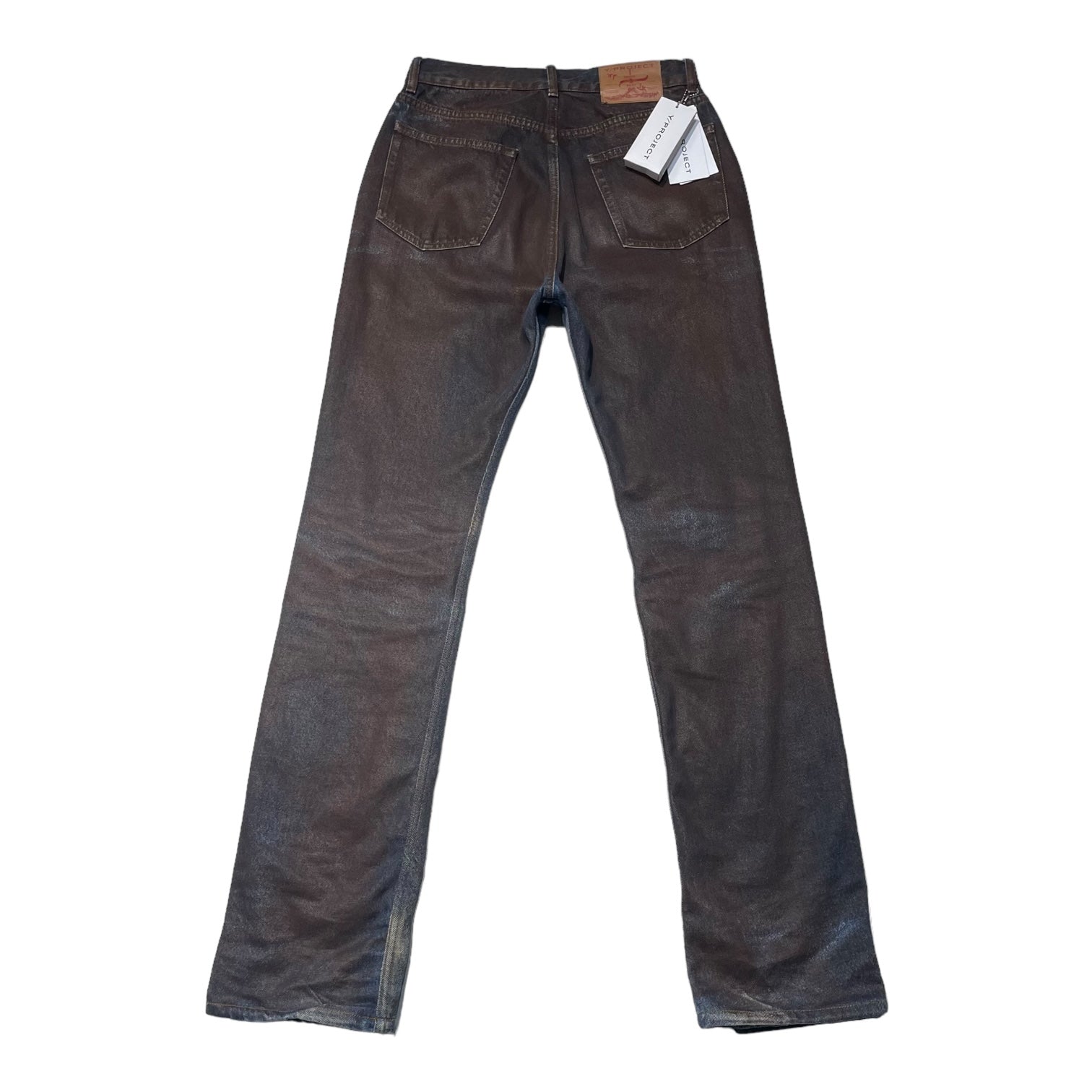 Y/Project(ワイプロジェクト) 21AW button panel jeans ボタン パネル デニム パンツ JEAN32-S21 W29 ブラウン×インディゴ ペンキ加工 ギミック FW21