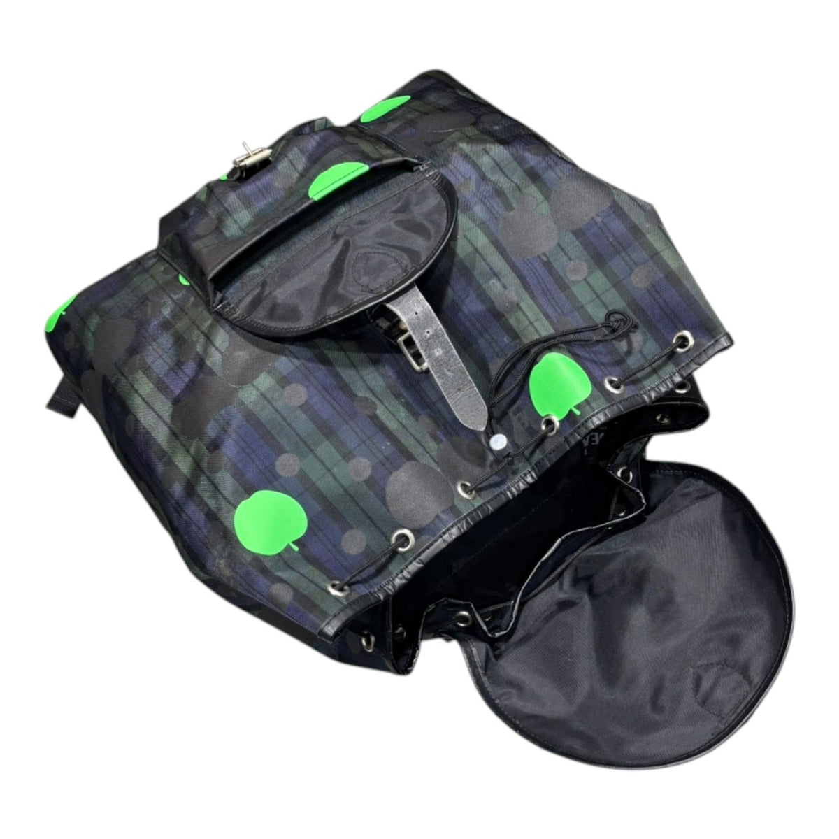 THE BEATLES COMME des GARCONS(ザビートルズコムデギャルソン) The Beatles Green Apple & Check Daypack ザ ビートルズ グリーンアップル & チェック デイパック グリーン×ネイビー