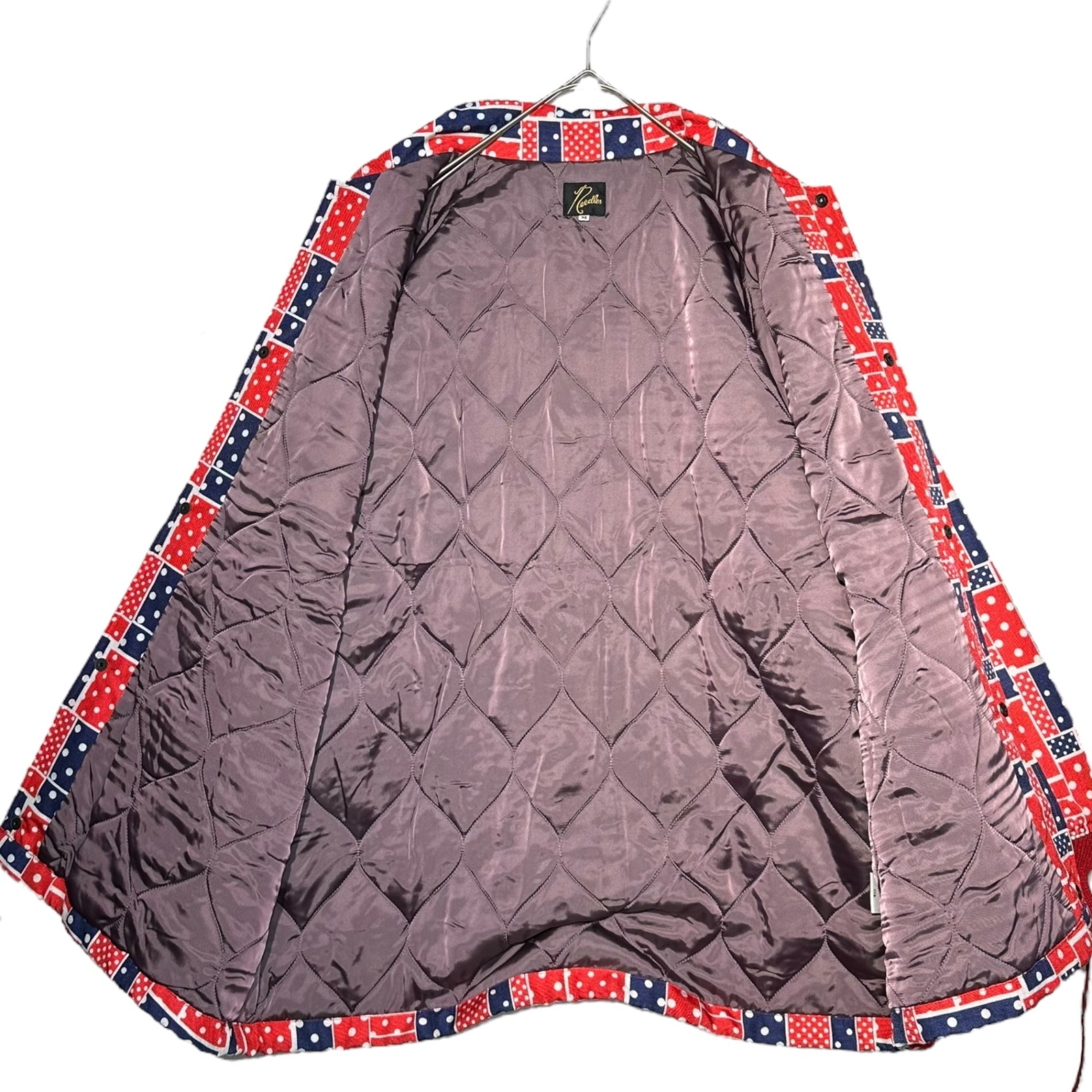 NEEDLES(ニードルズ) COACH JACKET NYLON OXFIRD CLOTH PRINTED コーチ ジャケット ナイロン オックスフォード クロス プリント LQ155 M レッド×ネイビー 中綿 総柄