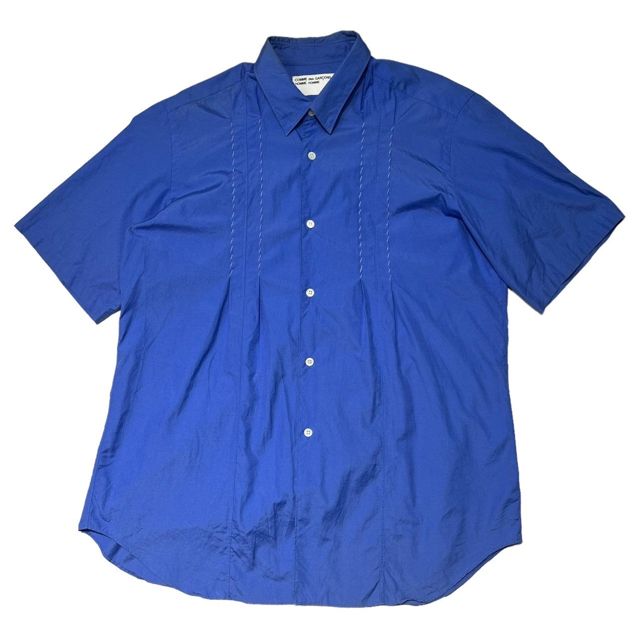 COMME des GARCONS HOMME HOMME(コムデギャルソンオムオム) 00SS Old vertical line cotton short sleeve shirt オールド縦ラインコットン半袖シャツ M ブルー 00's AD1999 IB-100290