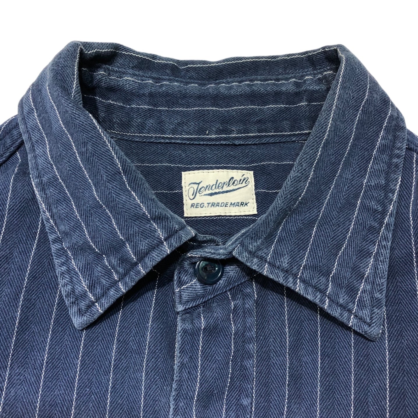 TENDERLOIN(テンダーロイン) T-G.S SHT SO ワッペン付ストライプシャツ S ネイビー×ホワイト