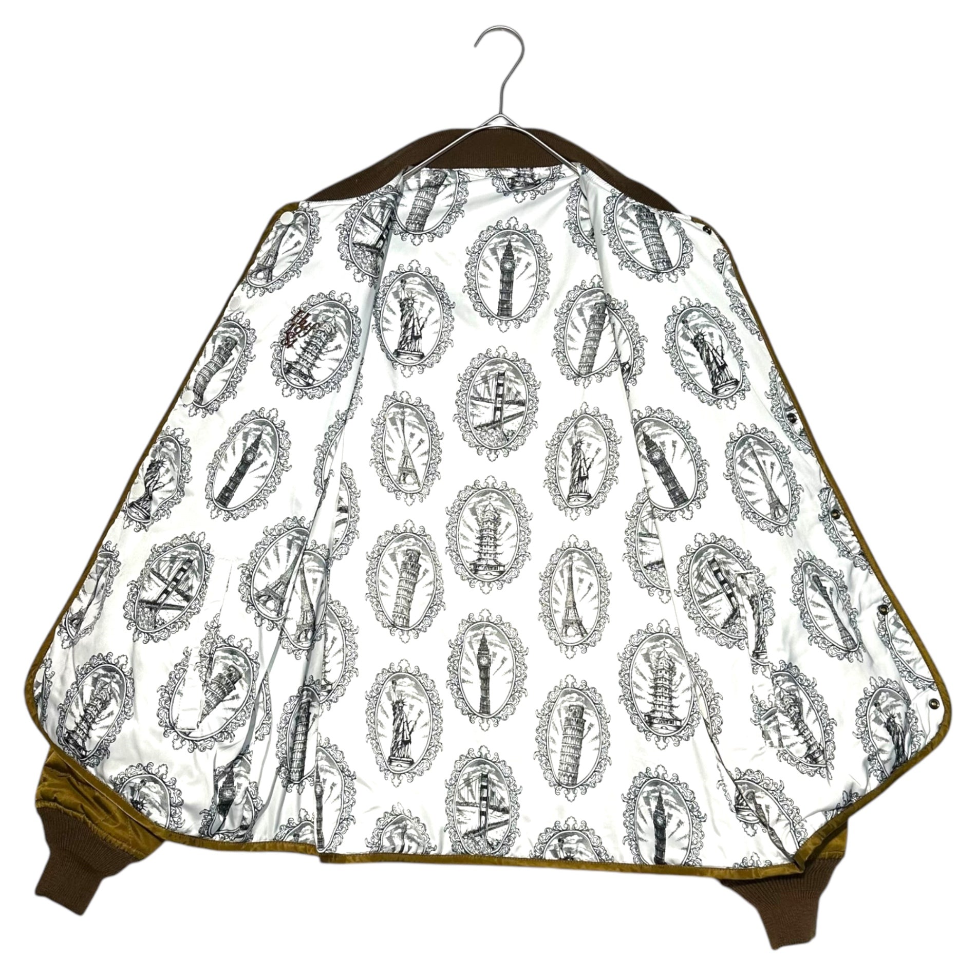 HUF(ハフ) Reversible padded quilted jacket リバーシブル 中綿 キルティング ジャケット L カーキ×ホワイト