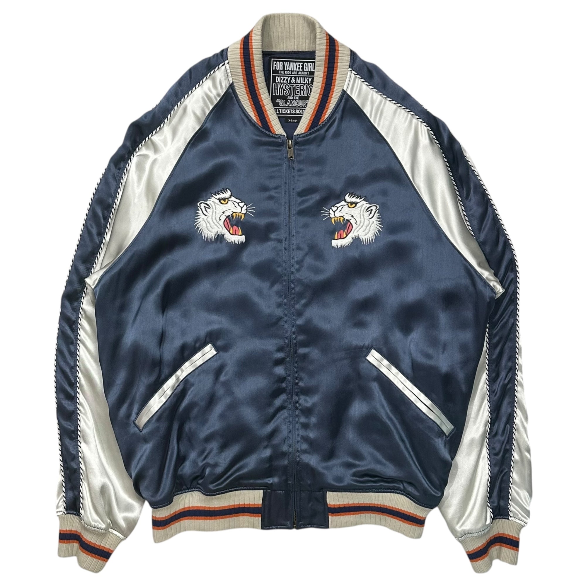 HYSTERIC GLAMOUR(ヒステリックグラマー) 25SS ”FLAMING YOUTH” Souvenir Jacket 刺繍 スカジャン 02251AB03 XL ネイビー×シルバー ジャケット