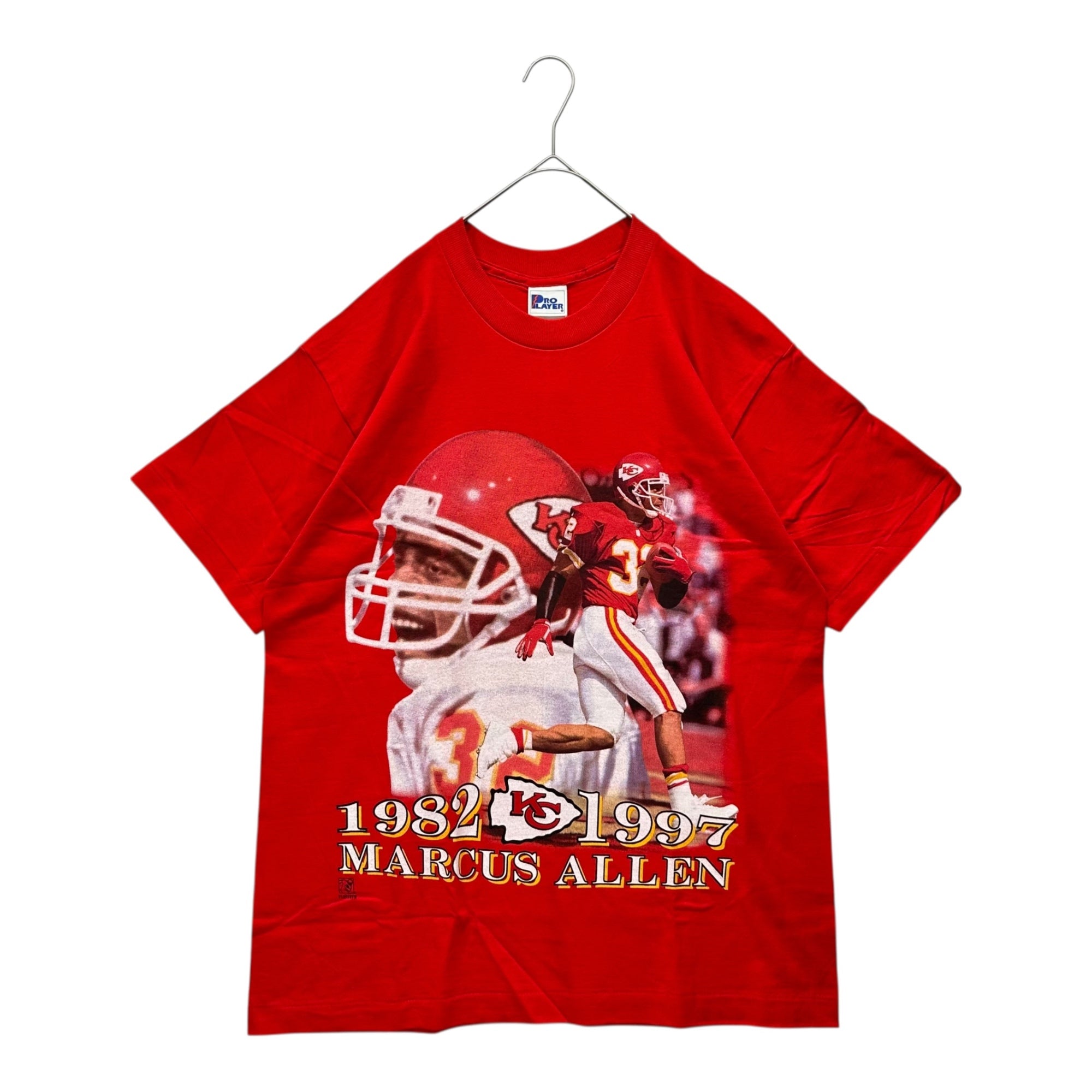 VINTAGE(ヴィンテージ) 1997 MARCUS ALLEN T-SHIRT 97年 マーカス アレン Tシャツ L レッド NFL