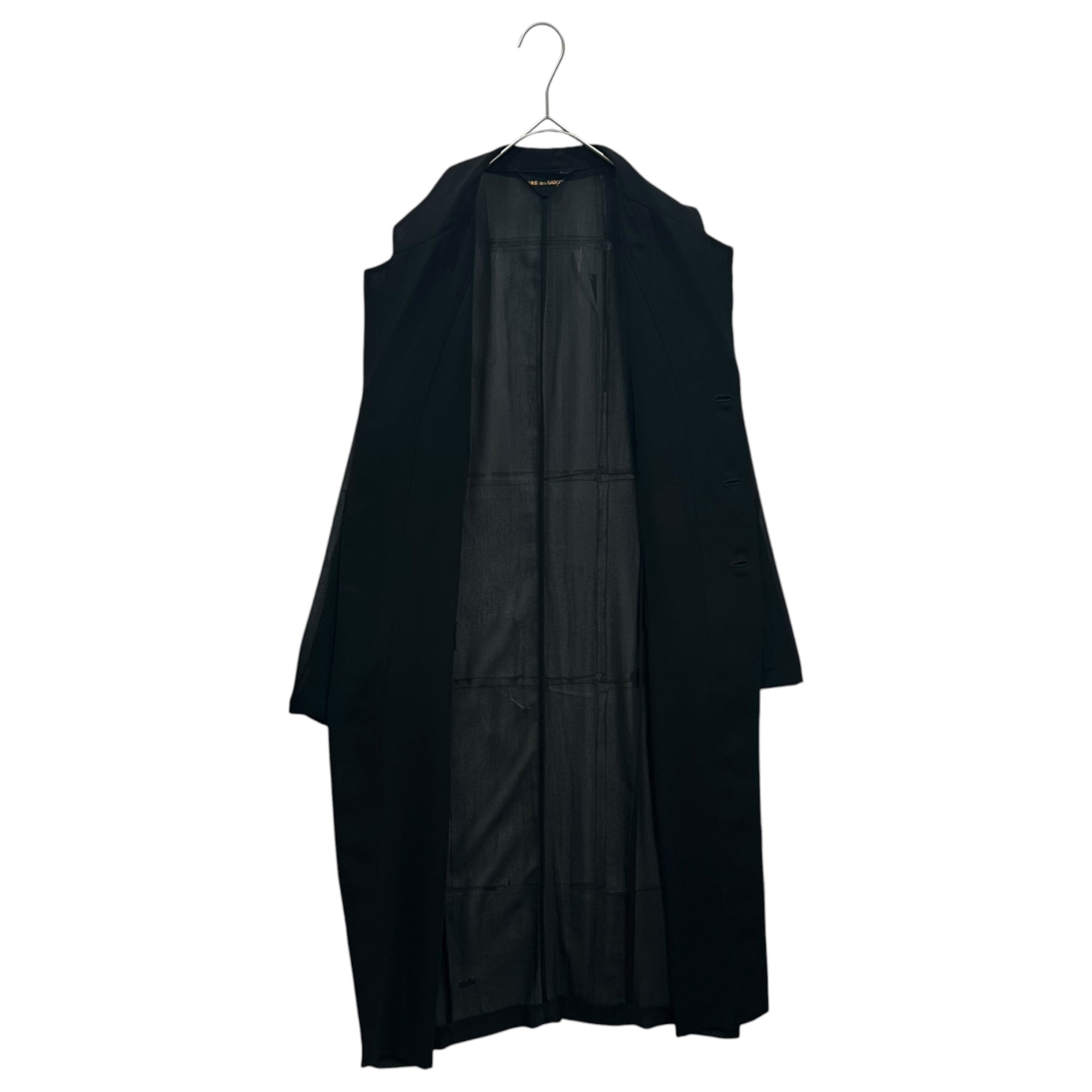 COMME des GARCONS(コムデギャルソン) 1999SS Poly Sheer 3-Button Long Coat ポリ シアー 3ボタン ロング コート GJ-040620 FREE ブラック AD1998 90s アーカイブ