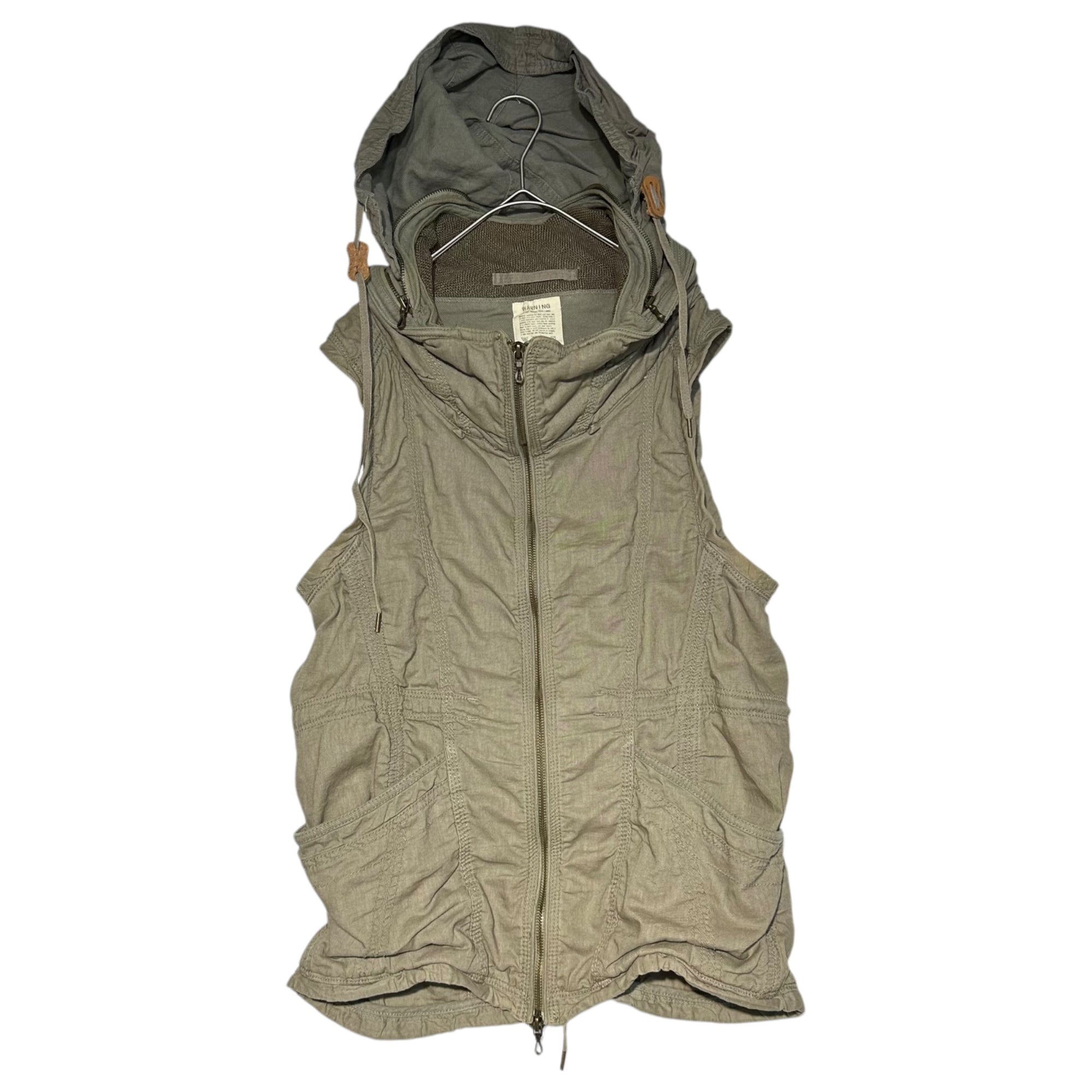 goa(ゴア) Cotton linen hooded gimmick vest コットン リネン フーデット ギミック ベスト 2 ベージュ Y2K 平成