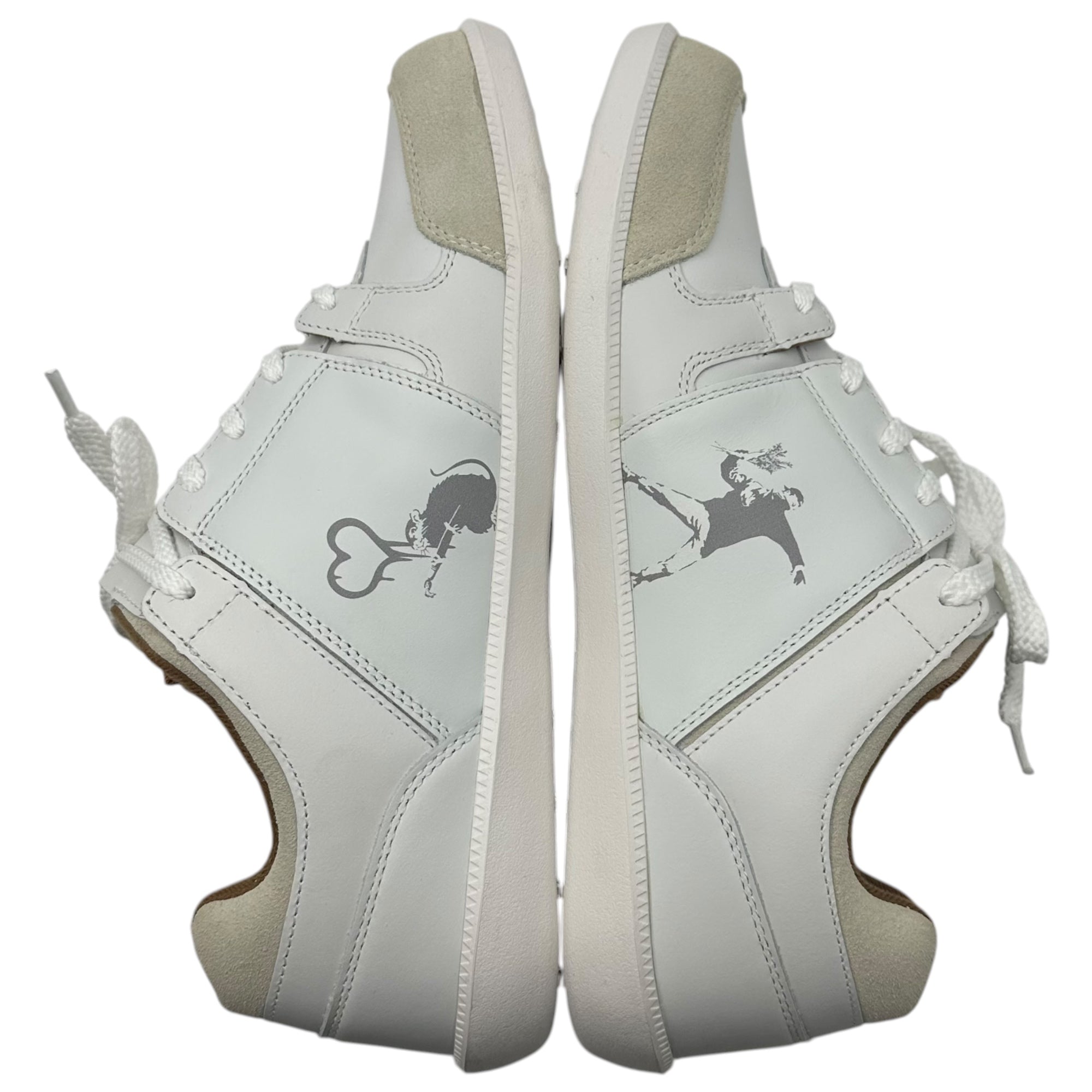 Sangacio(サンガッチョ) × Banksy にゅ~ず 『BONSAI』 BRANDALISED ローカット スニーカー 27.5cm ホワイト×ブラウン コラボ