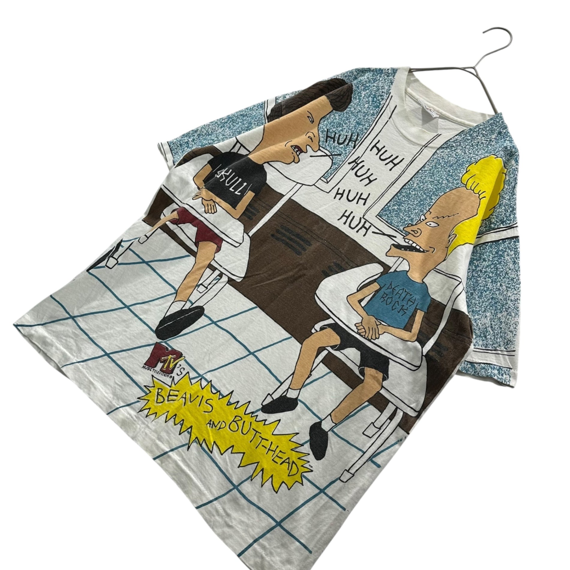 MUSIC TELEVISION(ミュージックテレビジョン) 1993© ”BEAVIS AND BUTT-HEAD” Tee ビーバス アンド バットヘッド ヴィンテージ Tシャツ L ホワイト 90年代 90's
