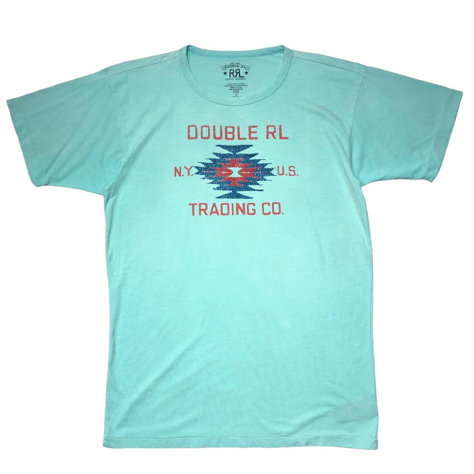 RRL(ダブルアールエル) Graphic T-shirt Turquoise In Green/エンディアンプリントTシャツ 782840955001 M スカイブルー DOUBLE RL TRADING CO.