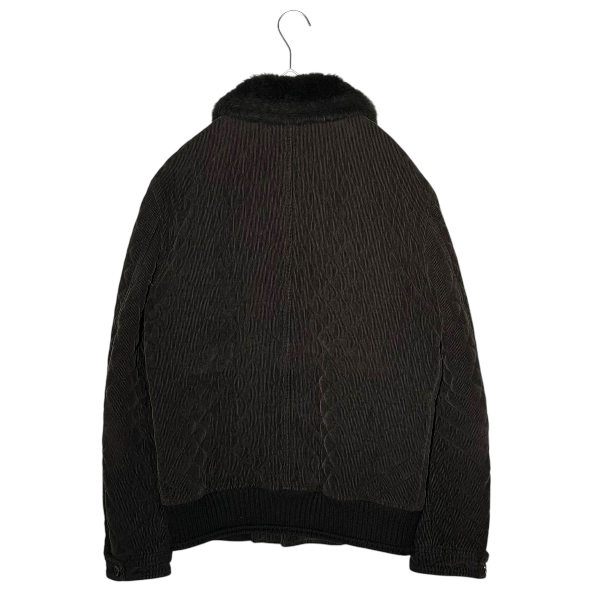 DOLCE&GABBANA(ドルチェ&ガッバーナドルガバ) Lambswool Quilted Corduroy Flight Jacket ラムファー キルティング コーデュロイ フライト ジャケット G9Z73T G8M86 48(M程度) ブラウン