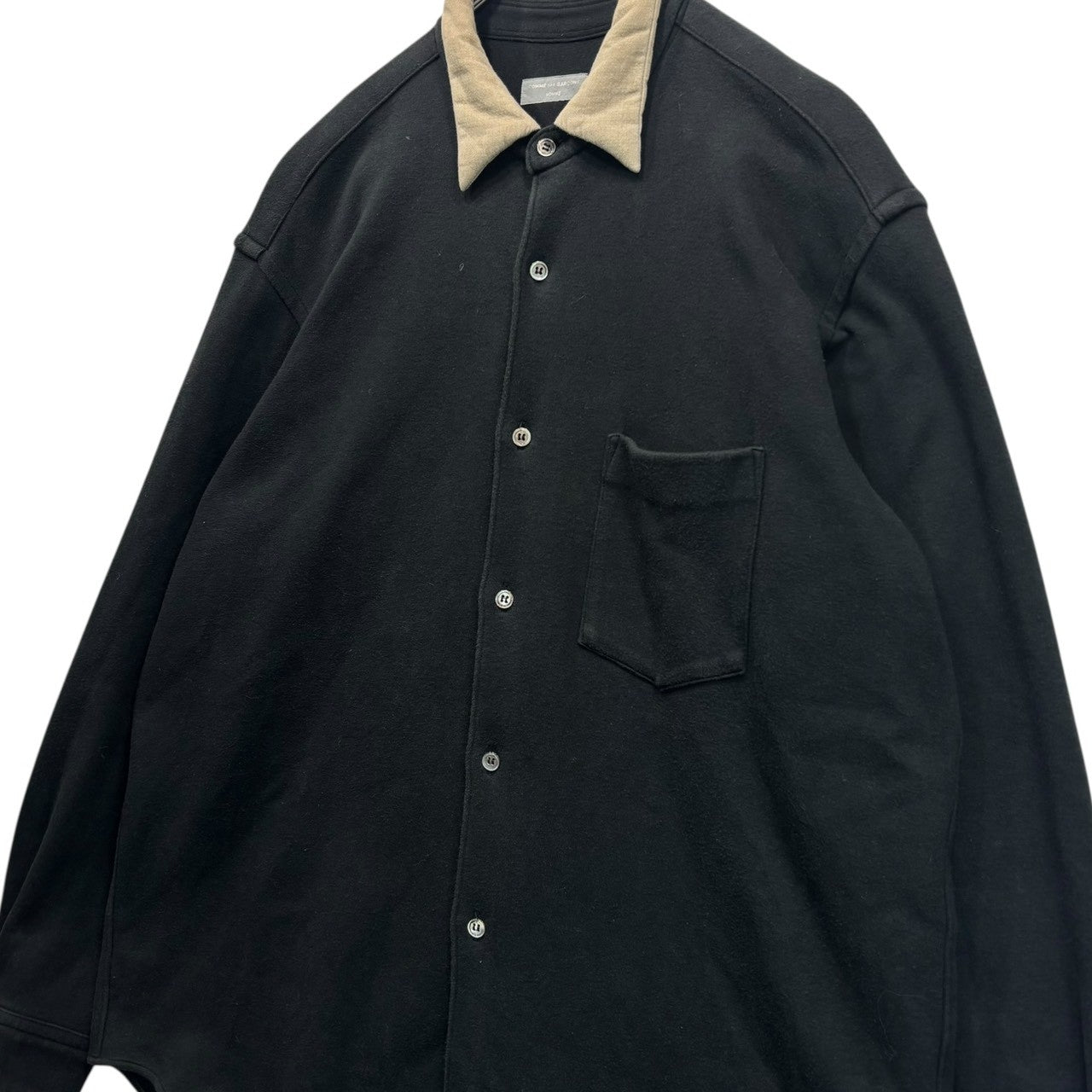 COMME des GARCONS HOMME(コムデギャルソンオム) 96AW Collar-Switch Cotton Sweatshirt Button Shirt Jacket 96AW 襟切替 コットン スウェット ボタン シャツ ジャケット 田中オム HB-040340 FREE ブラック×ベージュ AD1996