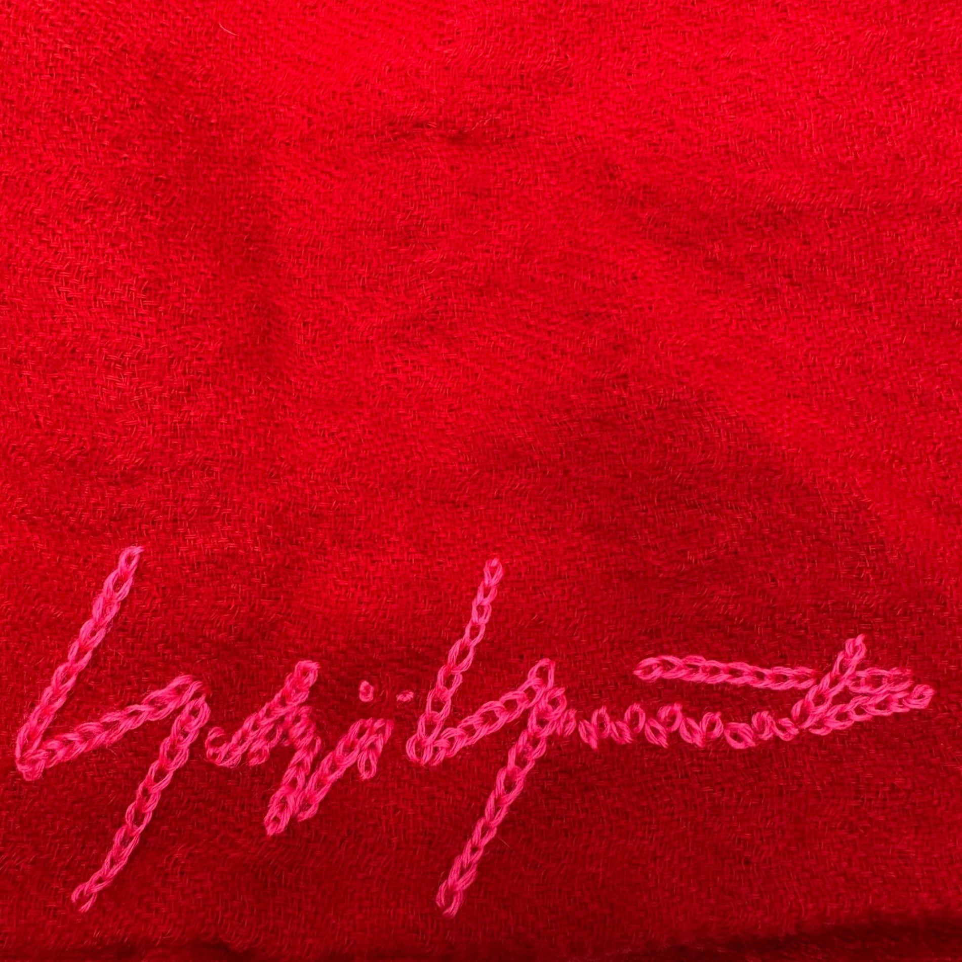 YOHJI YAMAMOTO(ヨウジヤマモト) Brand Logo Stitch Wool Stole ブランドロゴ ステッチ ウール ストール NZ-L03-164 レッド