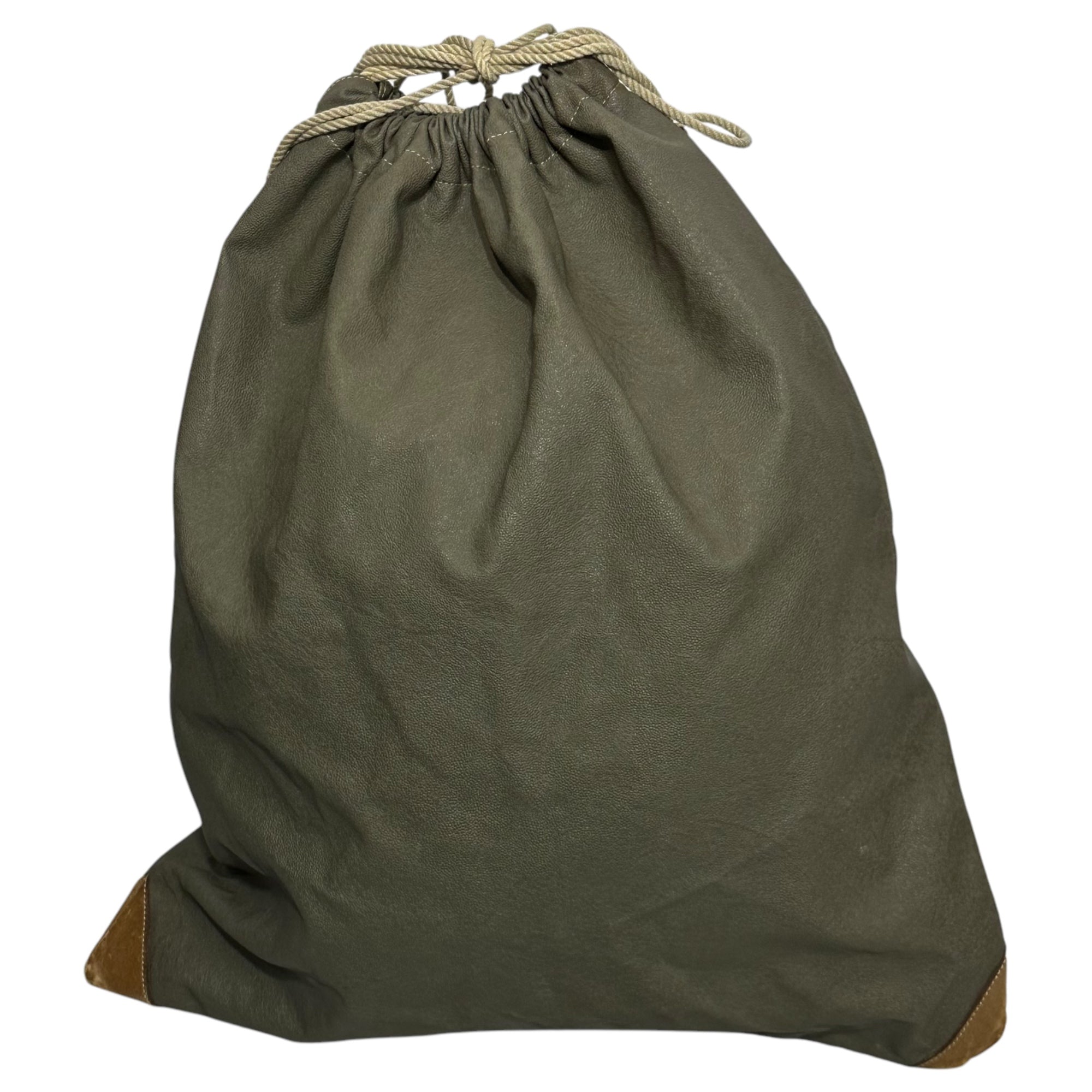 C.P.COMPANY(シーピーカンパニー) 90's~00's Drawstring bag 巾着 バッグ カーキ レザー ナップサック