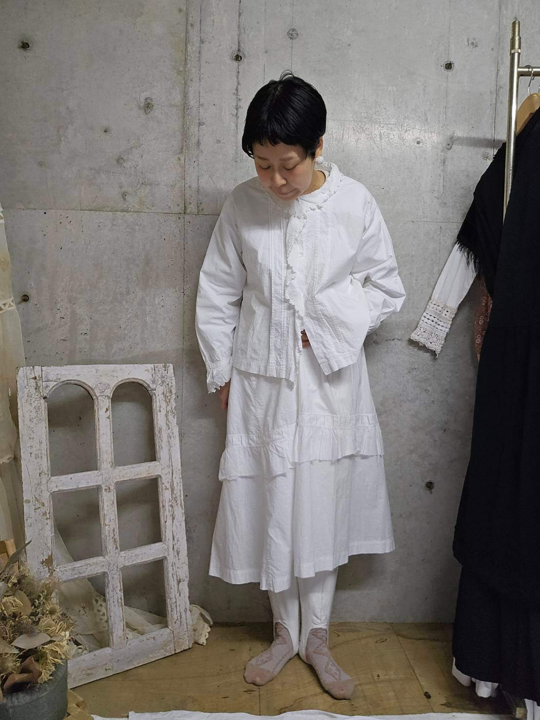 Euro Vintage(ヨーロッパヴィンテージ) Tabi_コットンジャージーパンツ 40(Mサイズ程度) ホワイト