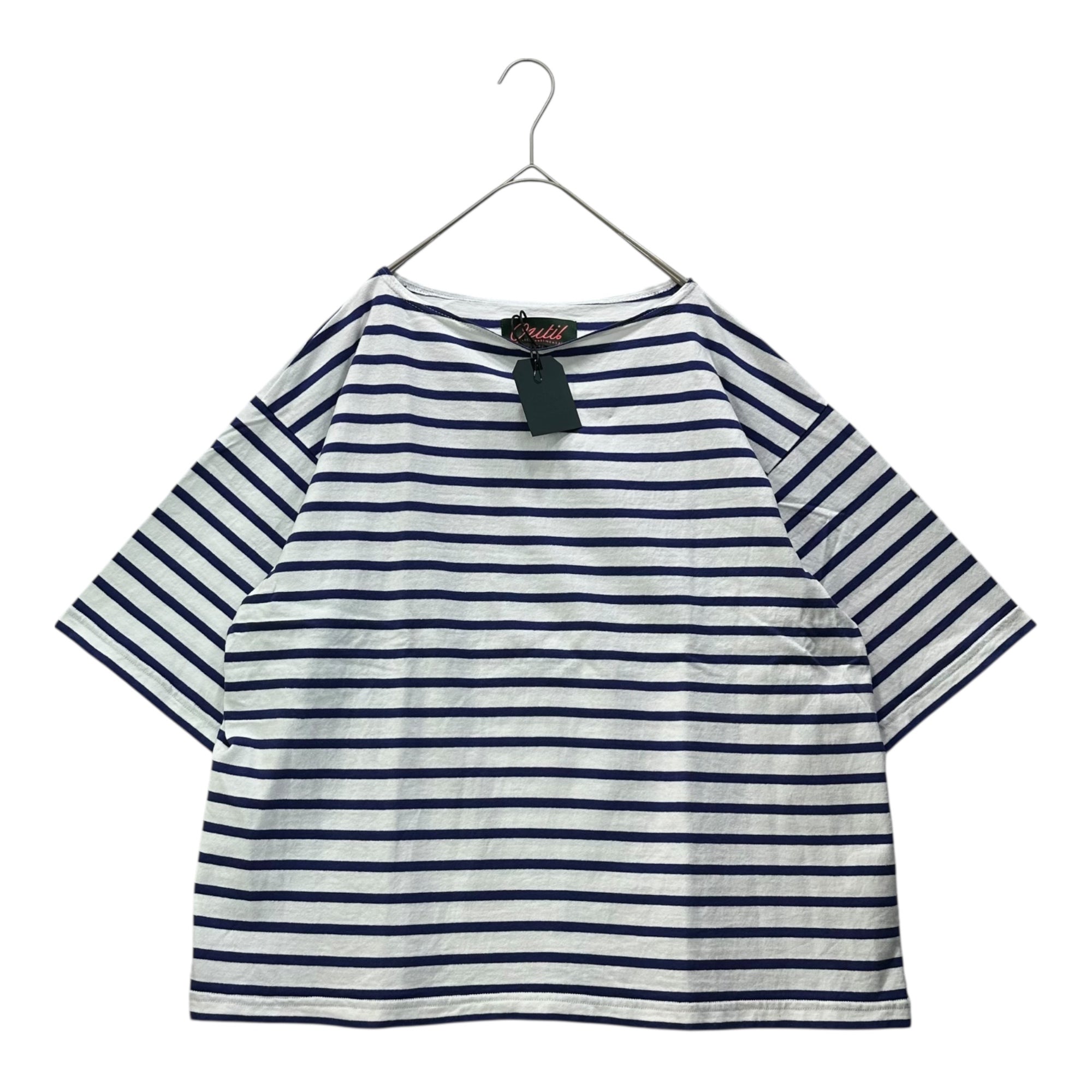 OUTIL(ウティ) TORICOT AAST SHORT ボーダー 半袖 バスク シャツ OU-C007S 1 ホワイト×ネイビー カットソー Tシャツ