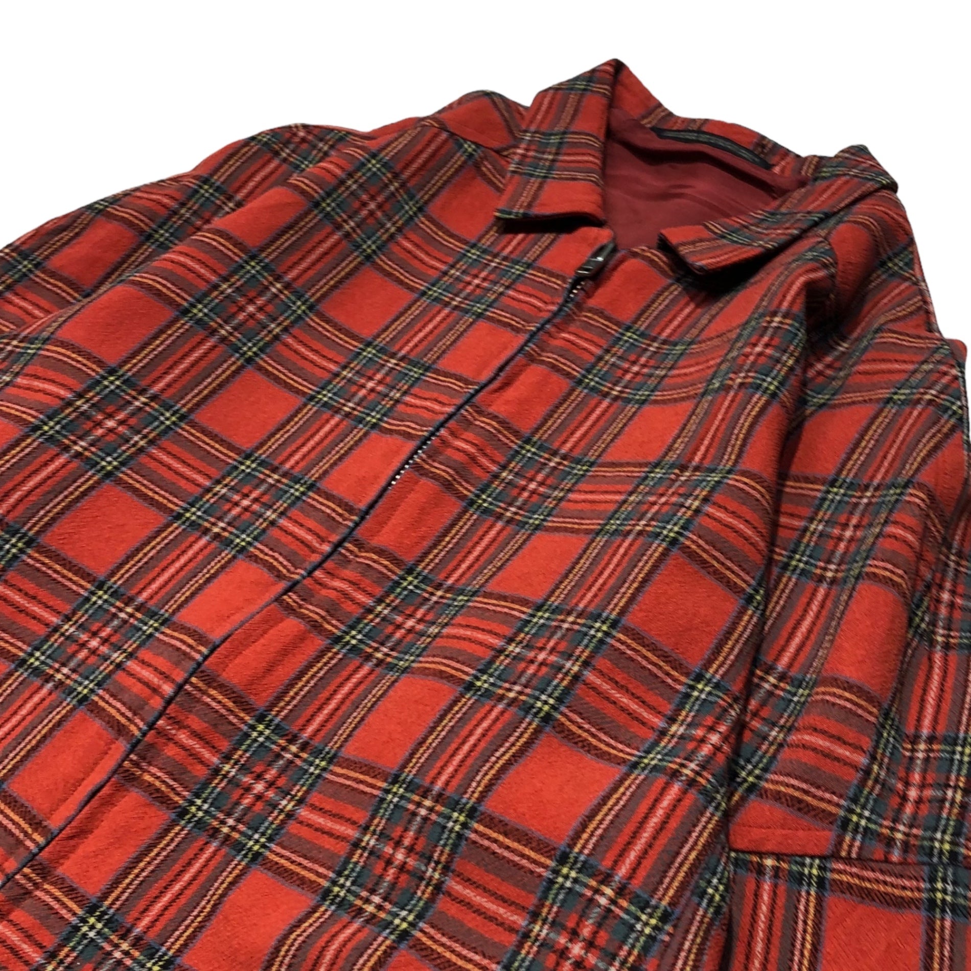 Y's(ワイズ) 90's Wool tartan check elbow patch half coat ウール タータンチェック エルボーパッチ ハーフコート 90年代 YW-J53-173 FREE レッド×グリーン