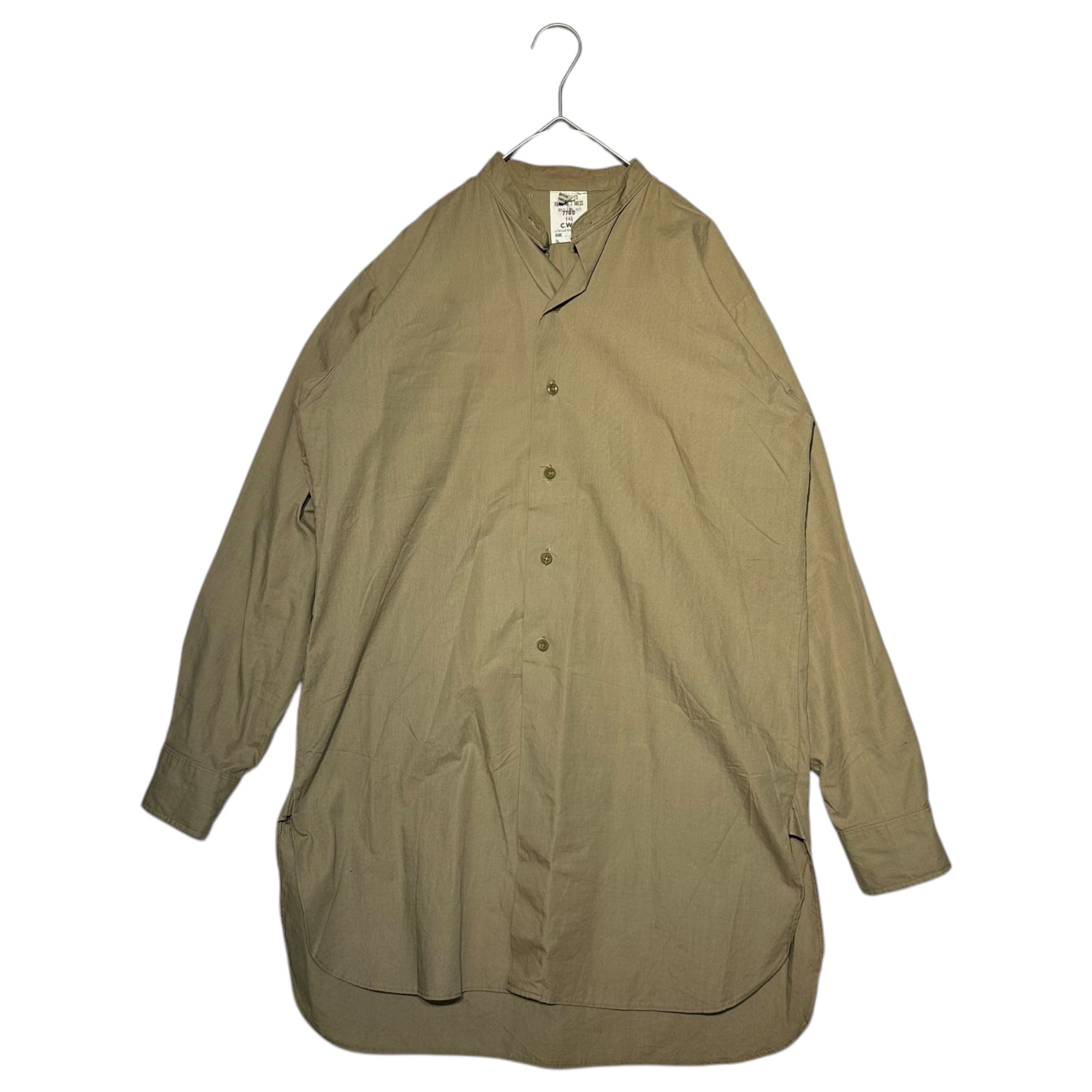 British Army(イギリス軍) 60's ~ 70's C.W.S. Officer Shirt オフィサー シャツ 14 1/2 カーキ ヴィンテージ 古着 ミリタリー バンドカラー 推定60年代~70年代