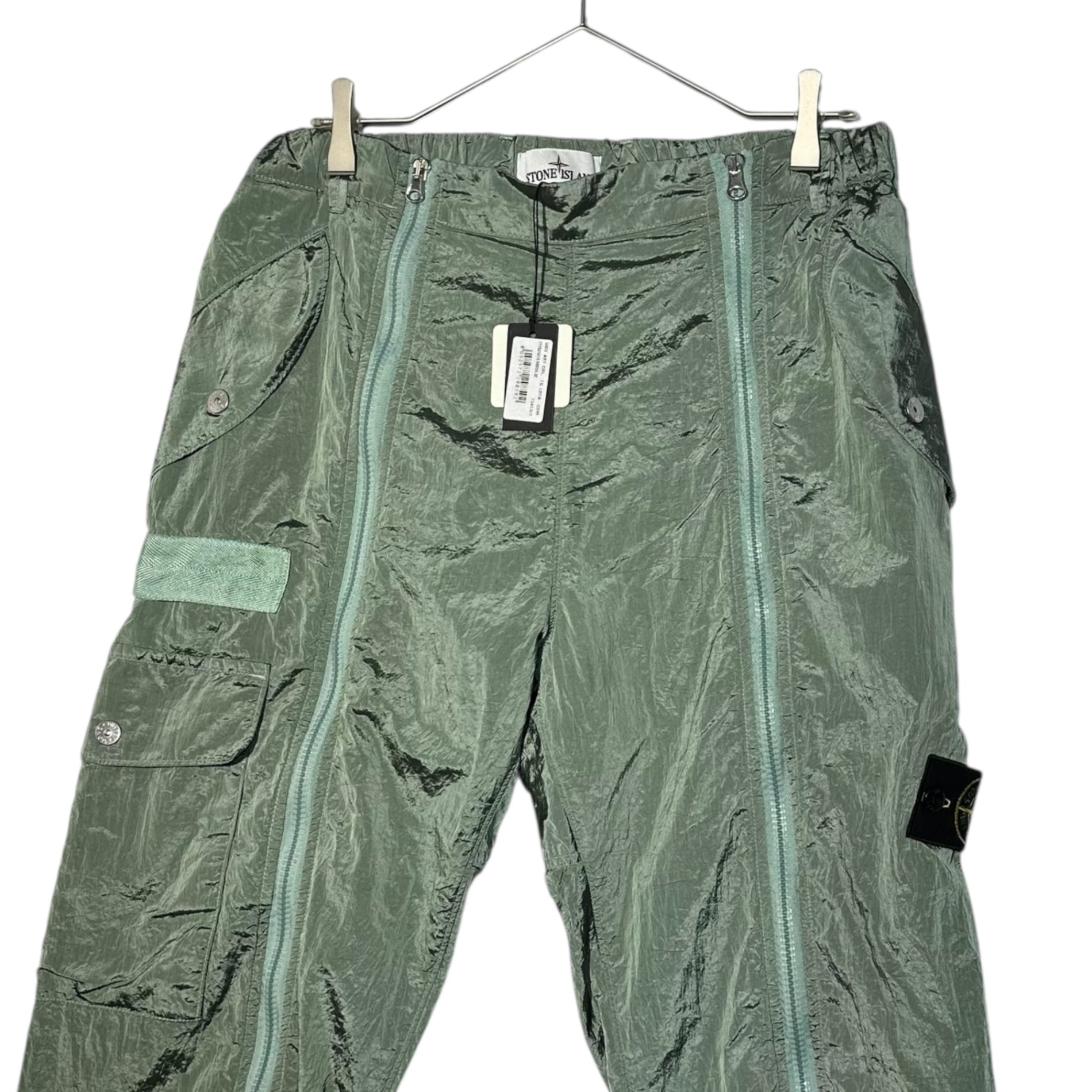 STONE ISLAND(ストーンアイランド) 22AW NYLON METAL IN ECONYL FRONT ZIP CARGO PANTS ナイロンメタル フロント ジップ カーゴ パンツ 771531619 W32 グリーン ジョガー