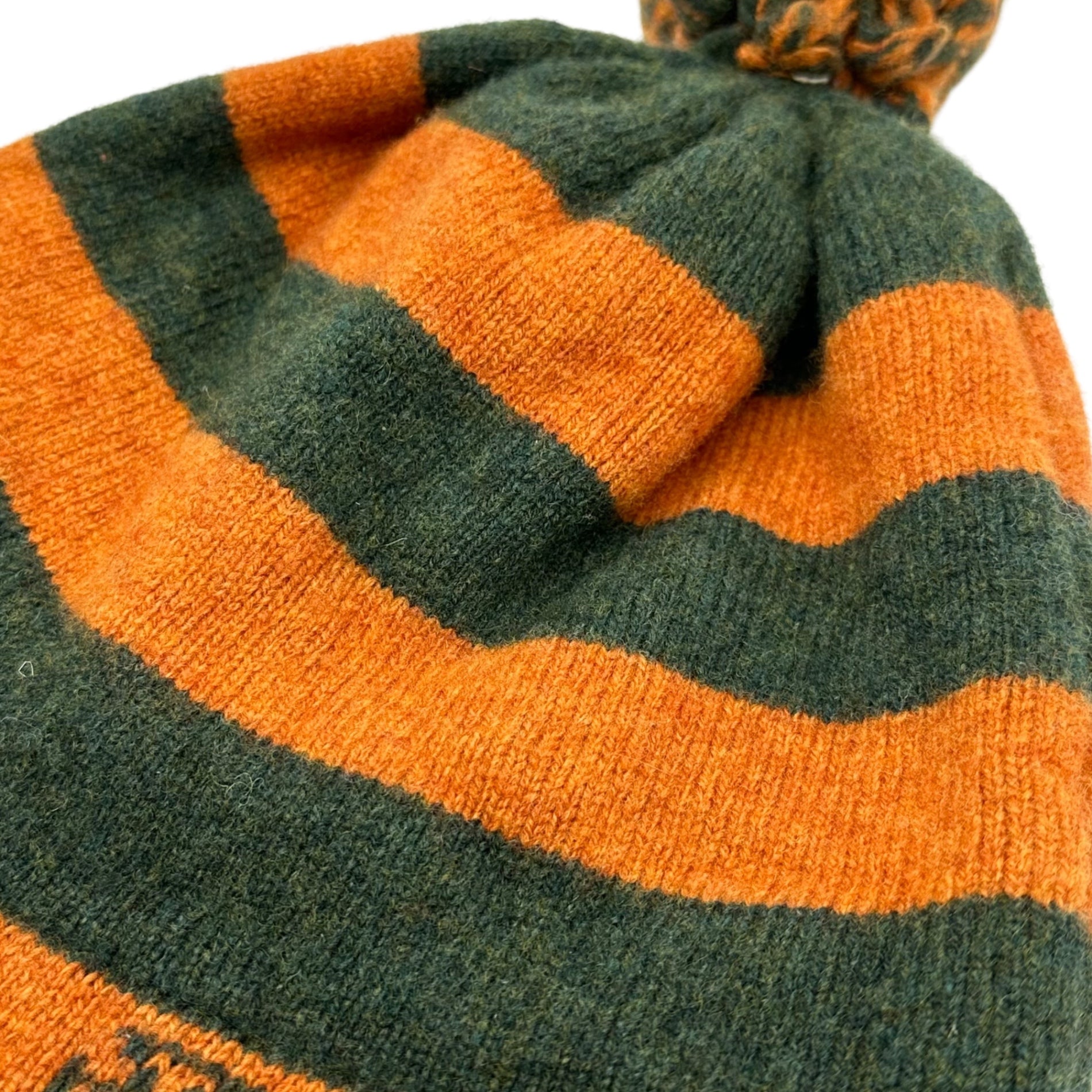 Vivienne Westwood(ヴィヴィアンウエストウッド) knit hat with ear flaps 耳当て付き ニット帽 ニットキャップ ボーダー オレンジ×グリーン 稀少カラー ムーンバットタグ付