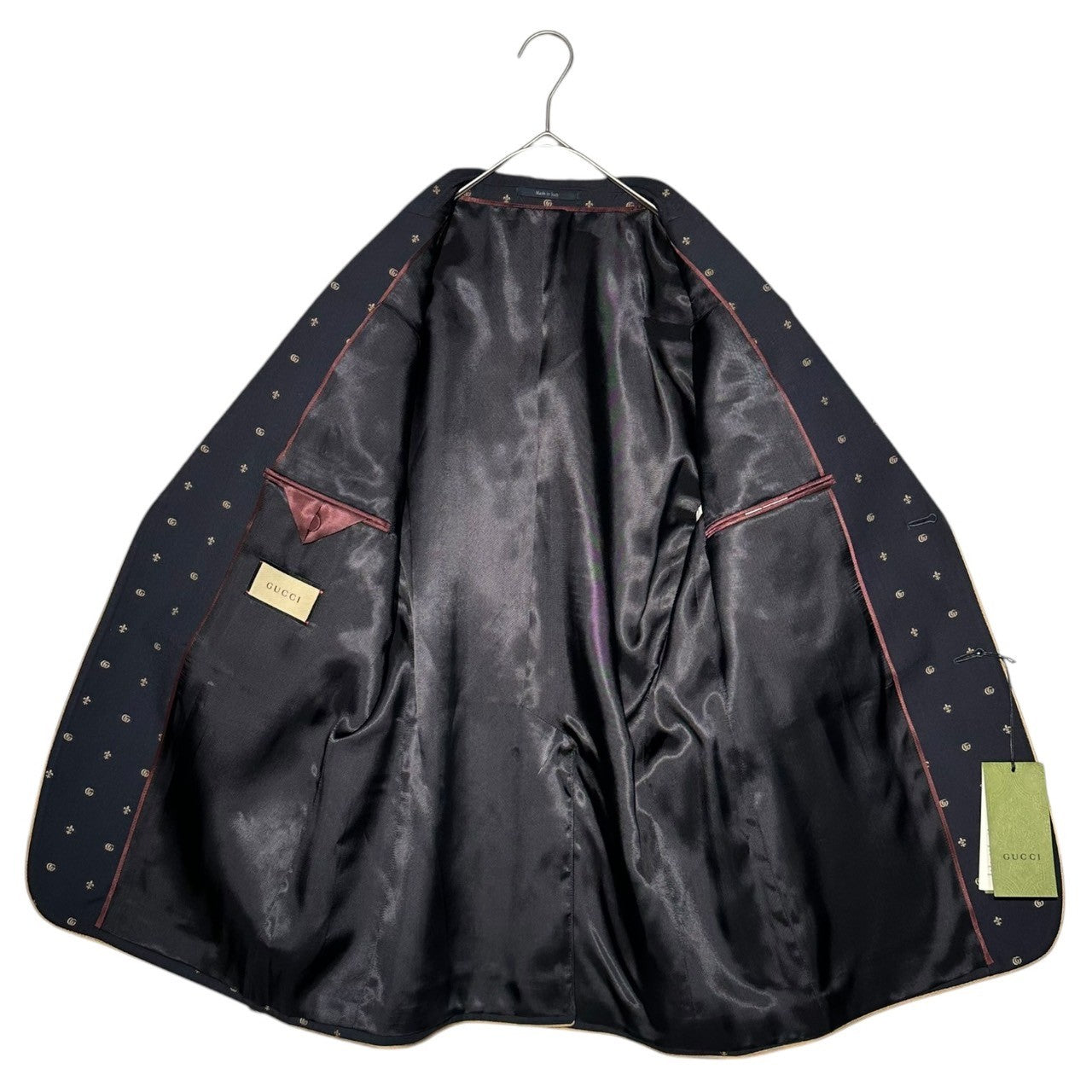 GUCCI(グッチ) GG Logo Piping 2B Pajama Tailored Jacket GG ロゴ パイピング 2B パジャマ ウール テーラード ジャケット 723317 1GXAF0 48(L程度) ネイビー