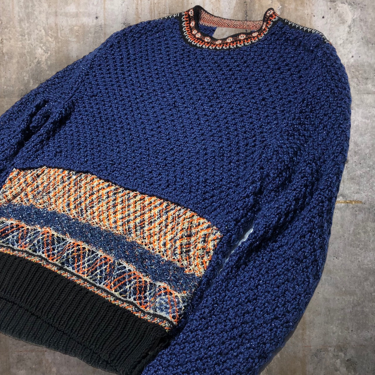 mame kurogouchi(マメクロゴウチ) 19AW LAME TWEED KNIT PULLOVER MM19AW-KN066 1(Sサイズ程度) ブルー