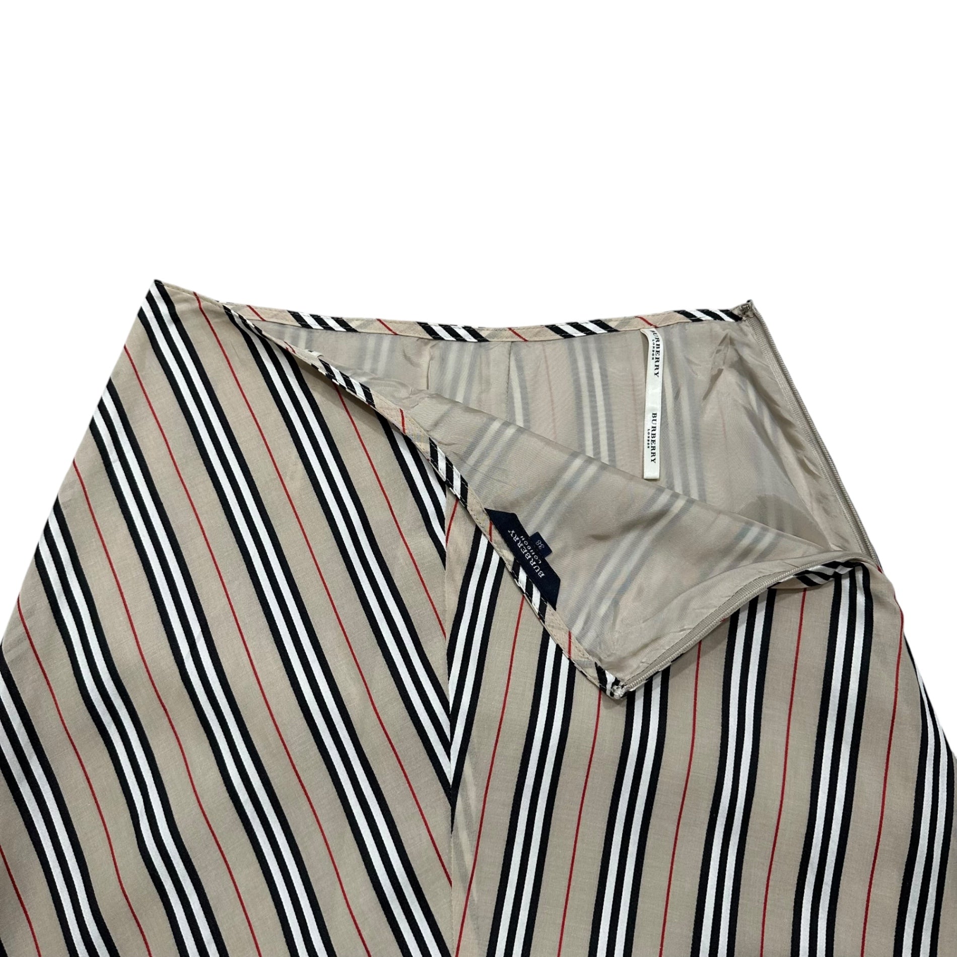 BURBERRY LONDON(バーバリーロンドン) Striped Maxi Skirt ストライプ ロング スカート FXA76-008 38 ベージュ