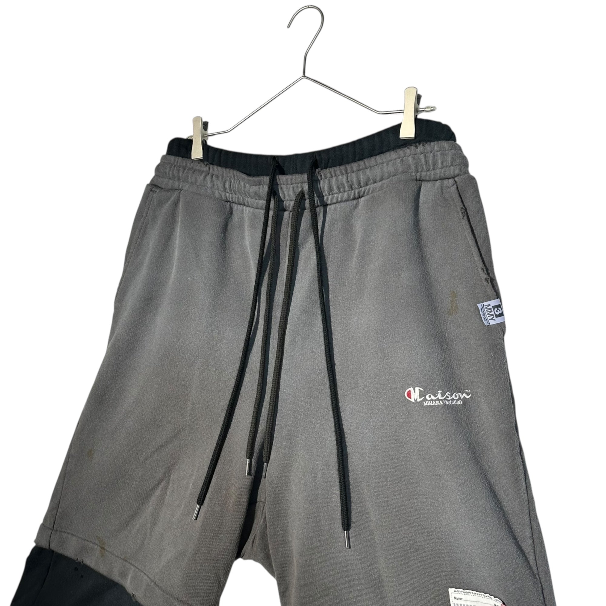 Maison MIHARA YASUHIRO(メゾンミハラヤスヒロ) 23SS Distressed Layered Shorts ダメージ加工 レイヤード ショーツ ハーフパンツ A10SP602 50(L) グレー×ブラック