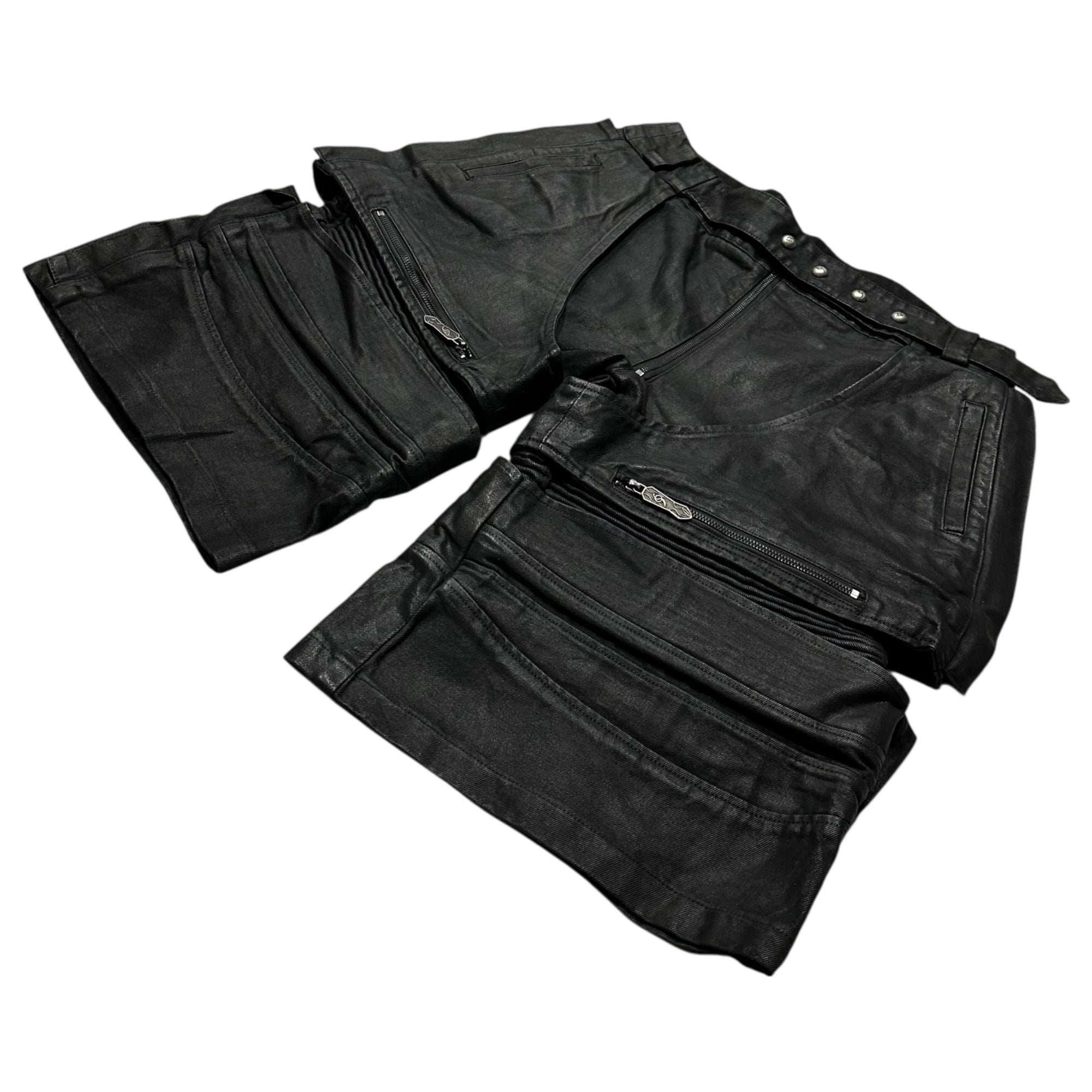 Fourth3ex(フォースセックス) opium detroit half denim pants オピウム デトロイト ハーフ デニム パンツ 2(M程度) ブラック バイカー ショーツ