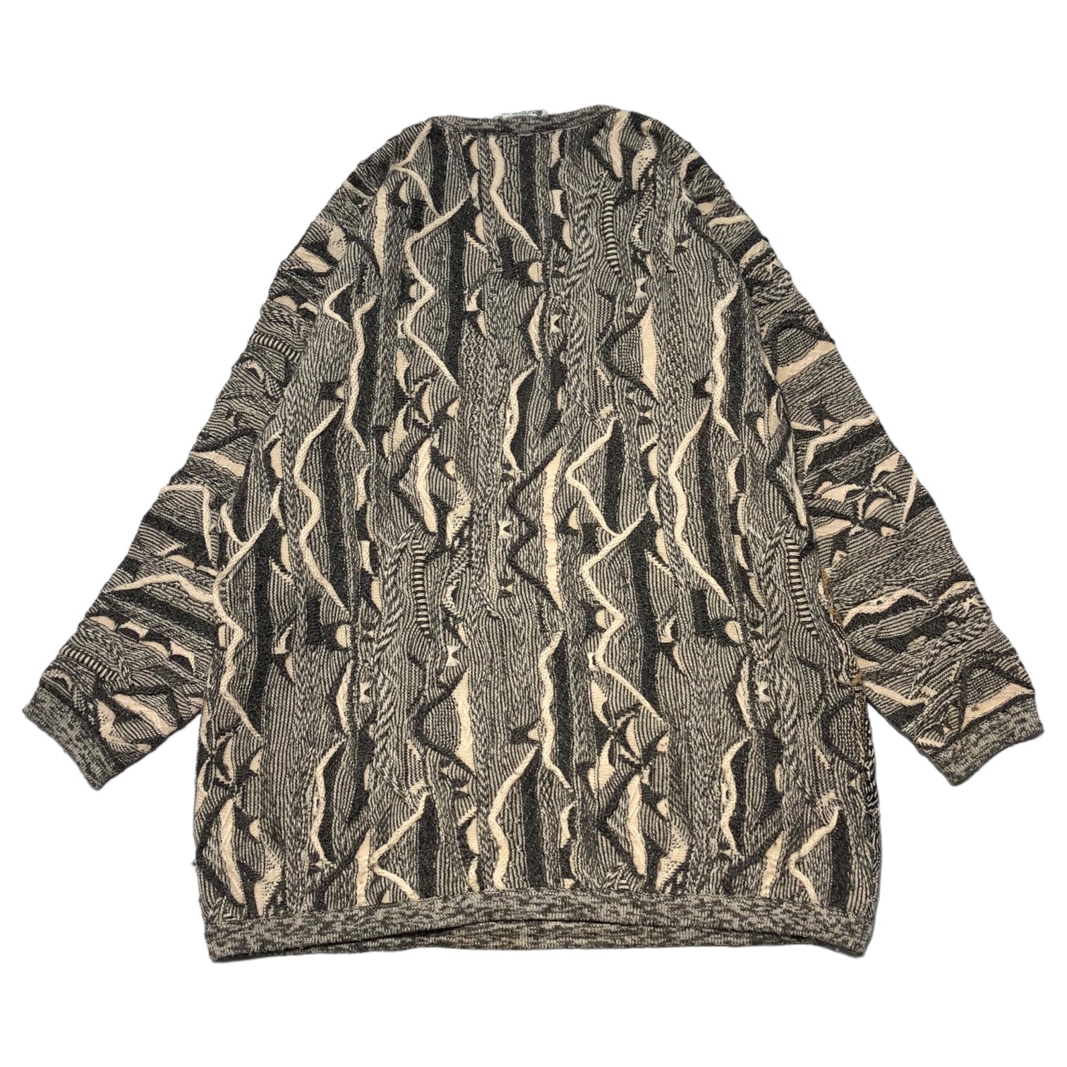 AKLANDA(アクランダ) 90's 3D KNIT PULLOVER スリーディーニット プルオーバー 90年代 M ベージュ×ブラック オーストラリアメイド