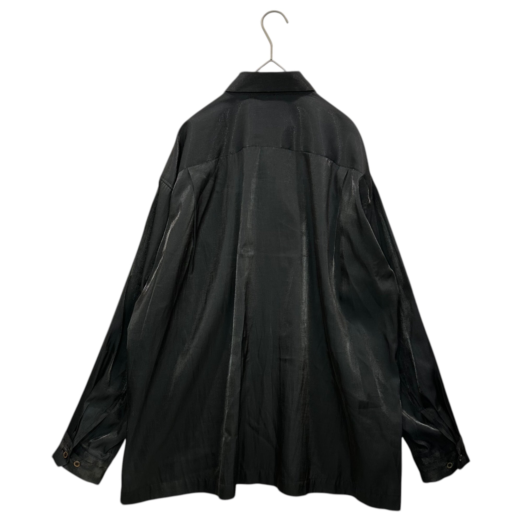 ISSEY MIYAKE MEN(イッセイミヤケメン) 96SS Cotton-Polyester Shiny Regular-Collar Overshirt コットン ポリ シャイニー レギュラーカラー オーバー シャツ ME61-FJ283 M ブラック 1990年代